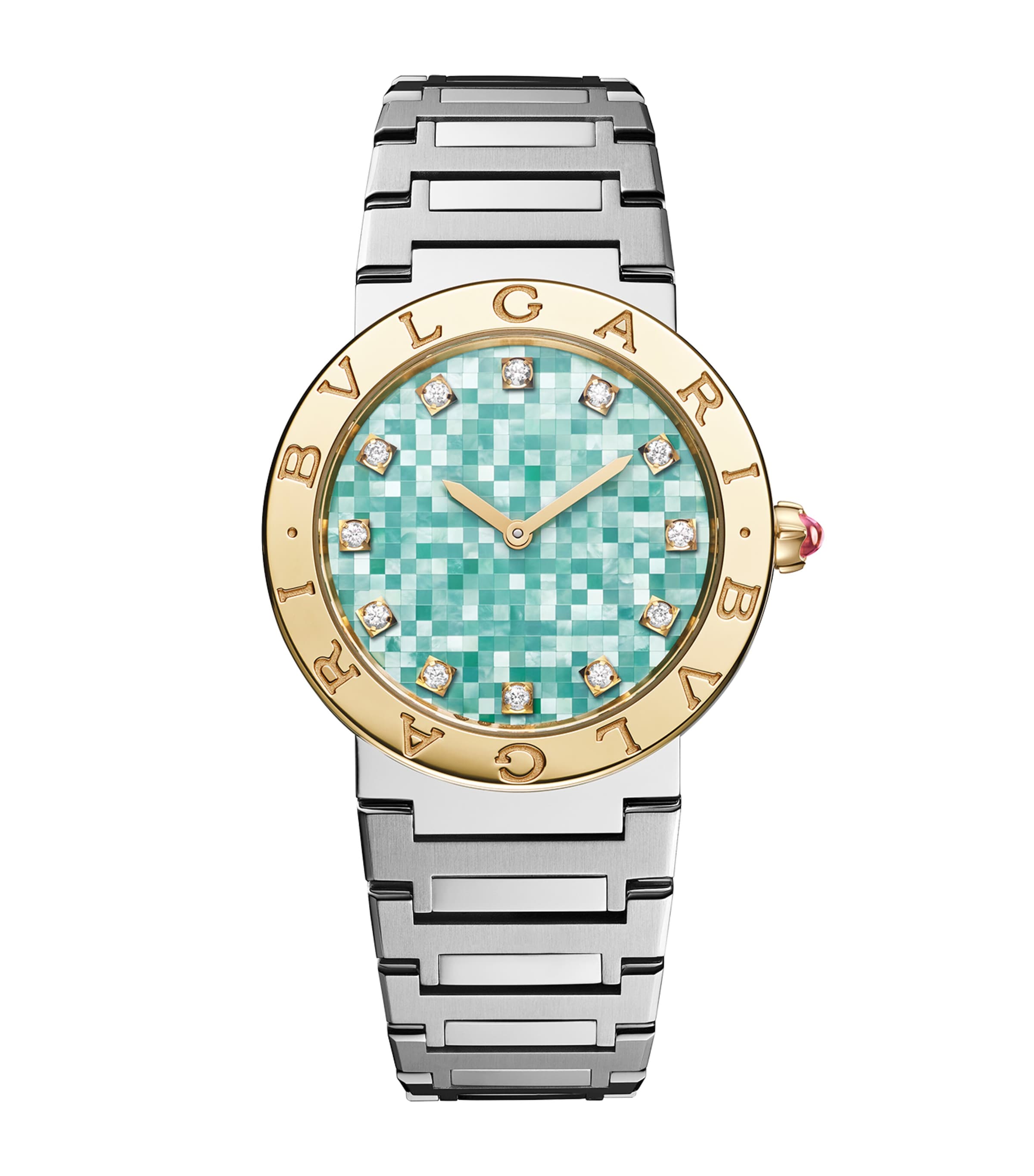 Bvlgari Stainless Steel and Yellow Gold BVLGARI BVLGARI Watch 33mm Green