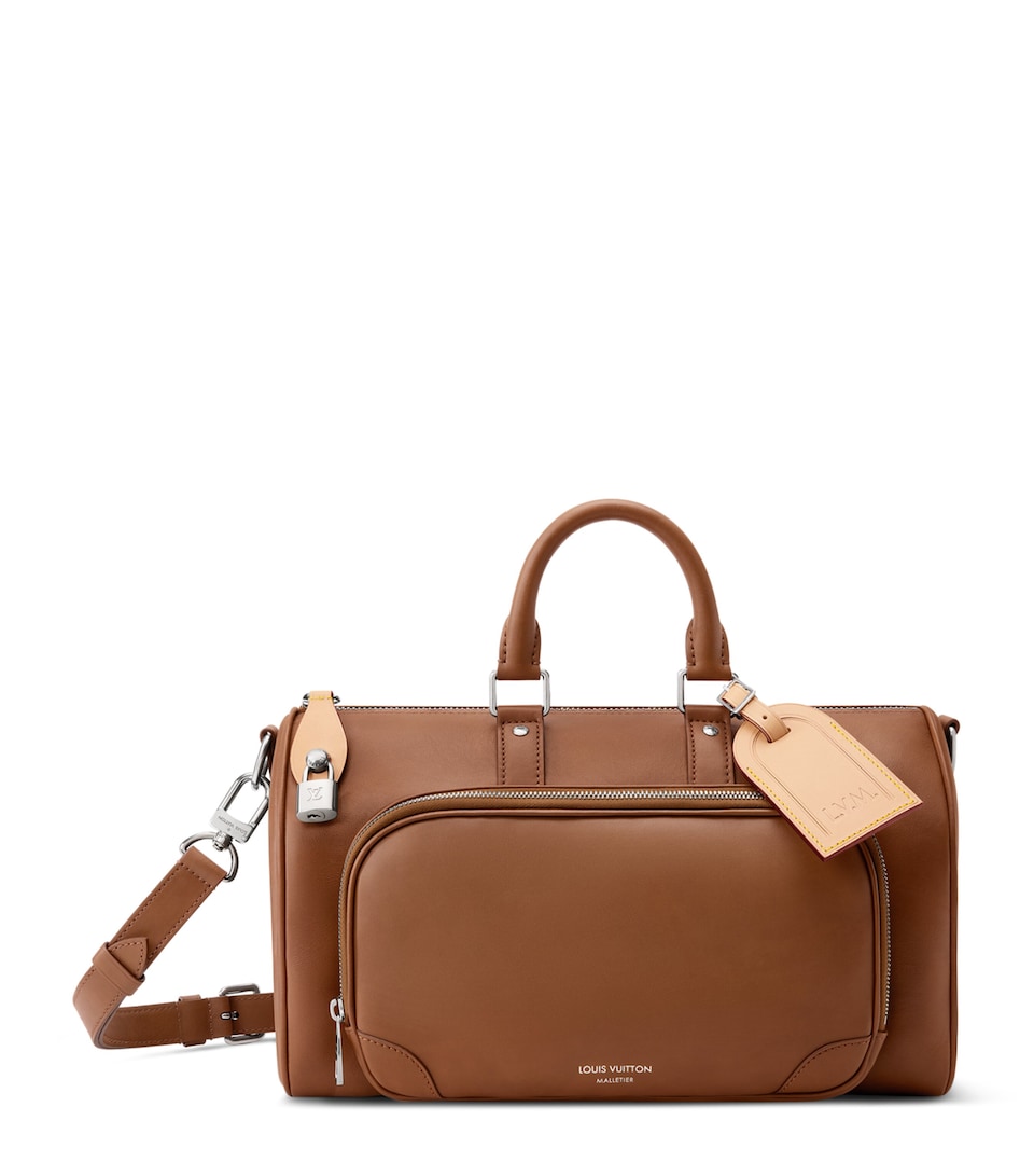 LOUIS VUITTON Nappa Calfskin Keepall Cargo Bandoulière 35 Top-Handle Bag Caramel