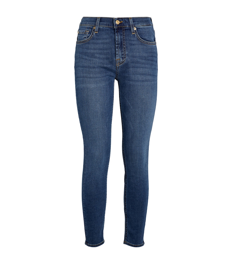7 For All Mankind Womens B(Air) High-Rise Ankle Skinny Jeans Duchess Mid Blue