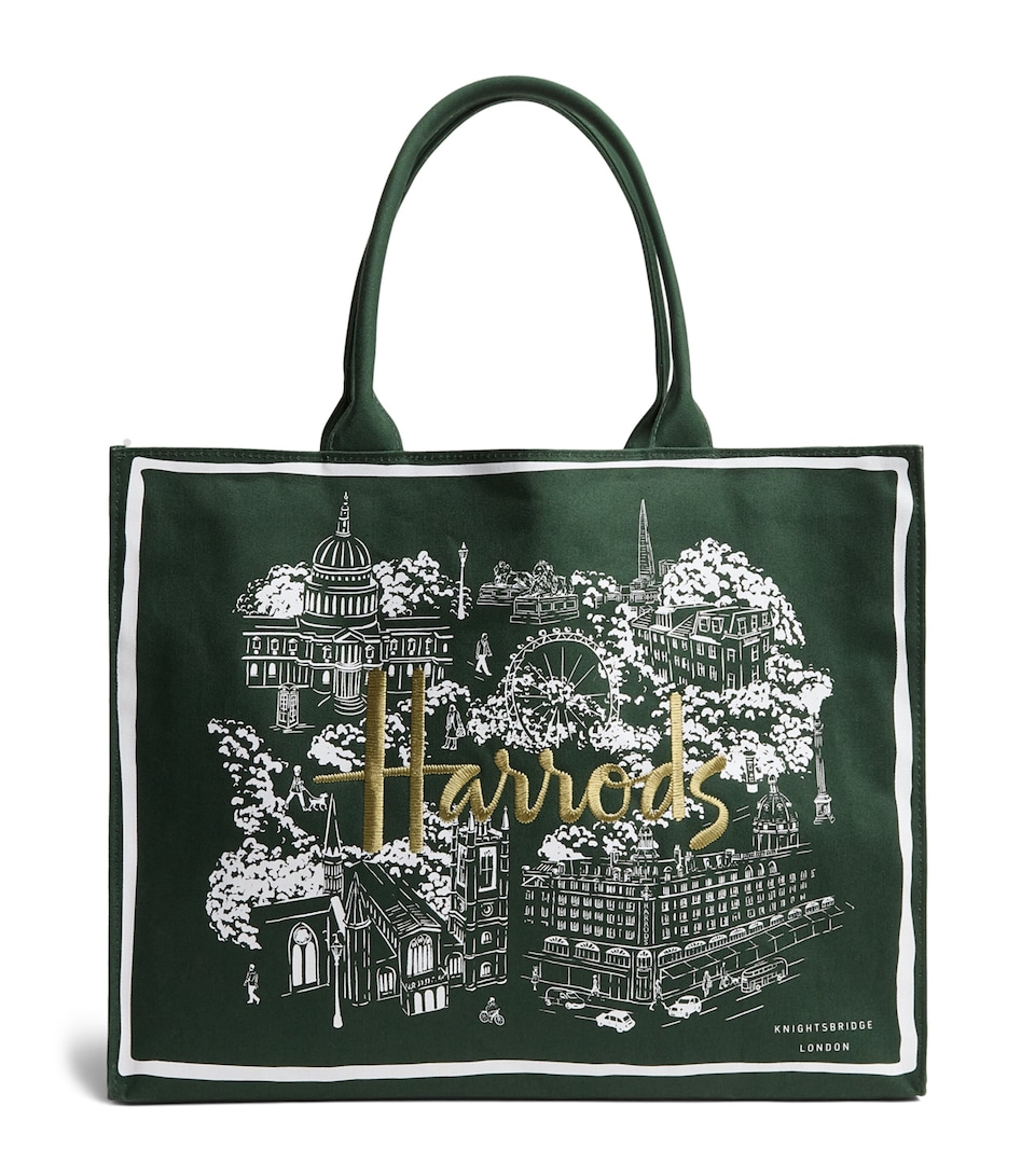 Harrods City Stories Shoulder Tote Bag Green