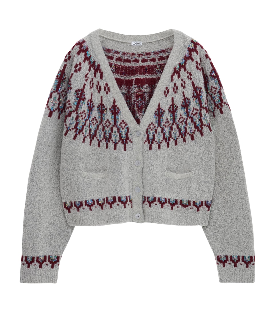 Wool-Blend Sequinned Fair Isle Cardigan