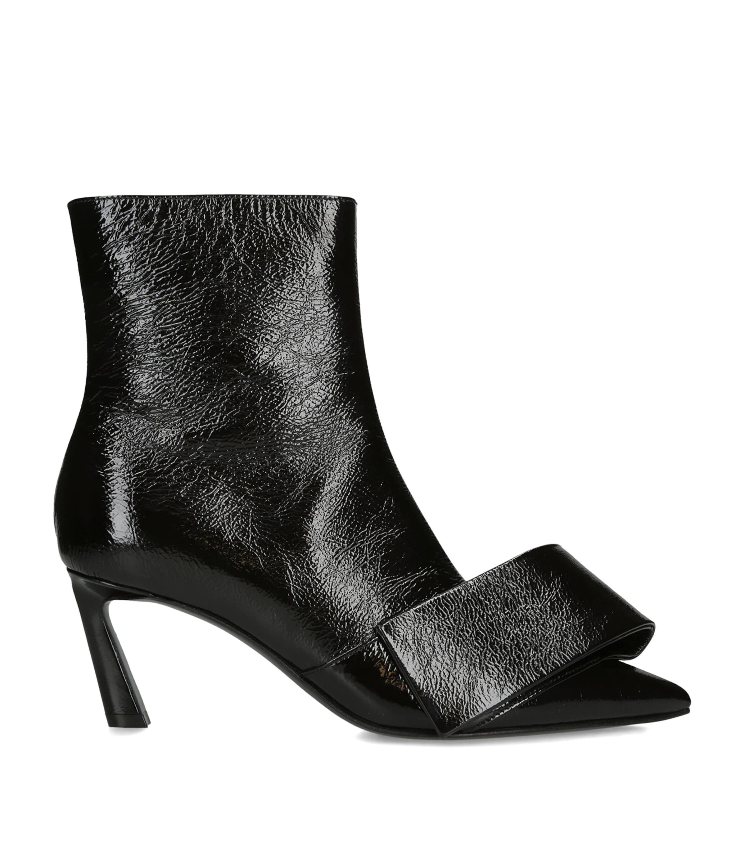 Givenchy Leather Twisted Ribbon Ankle Boots 65 Black