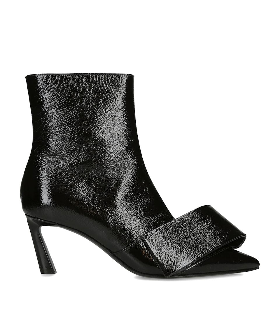 Givenchy Leather Twisted Ribbon Ankle Boots 65 Black