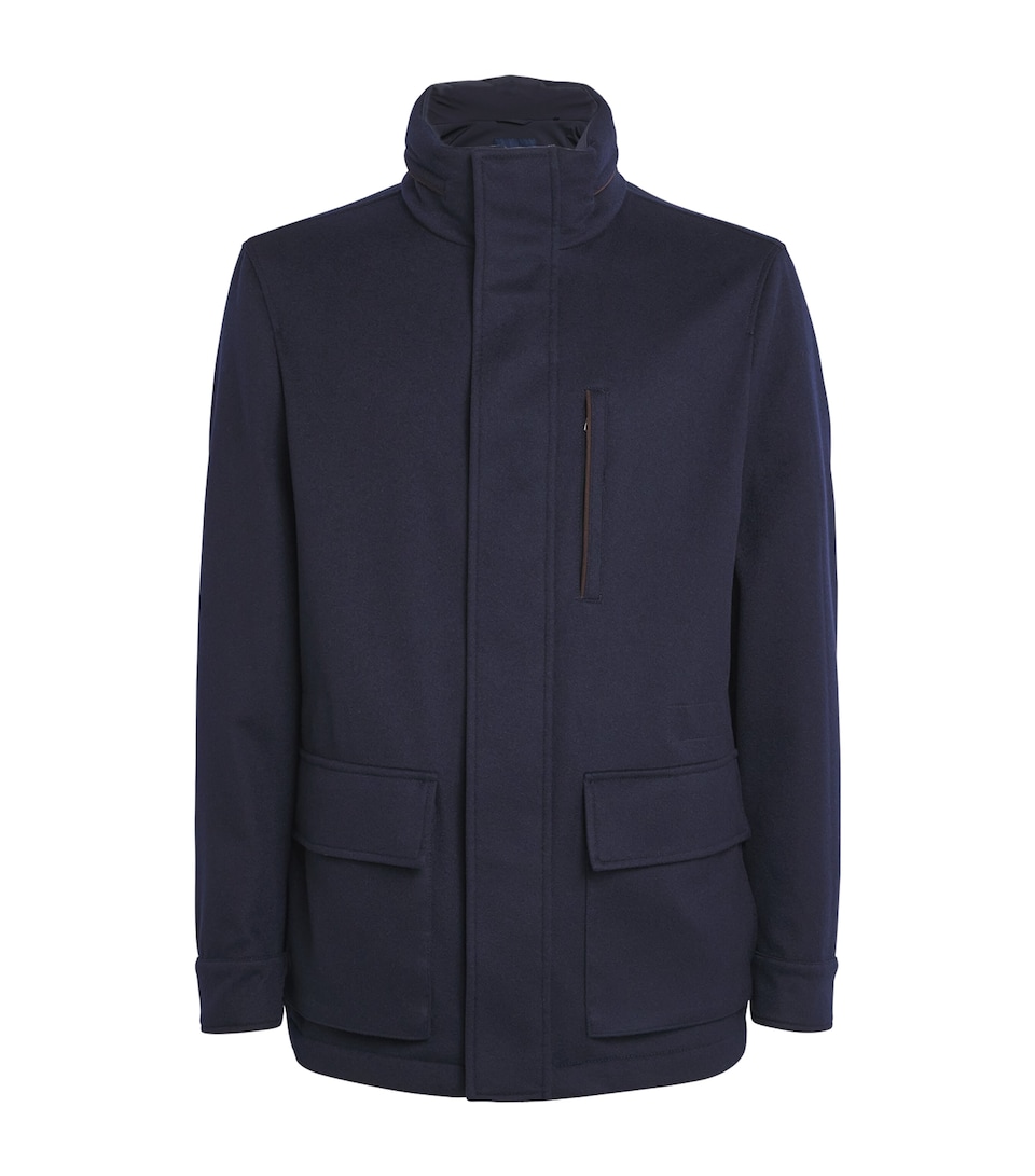 Paul & Shark Mens Cashmere Padded Hybrid Coat Blue