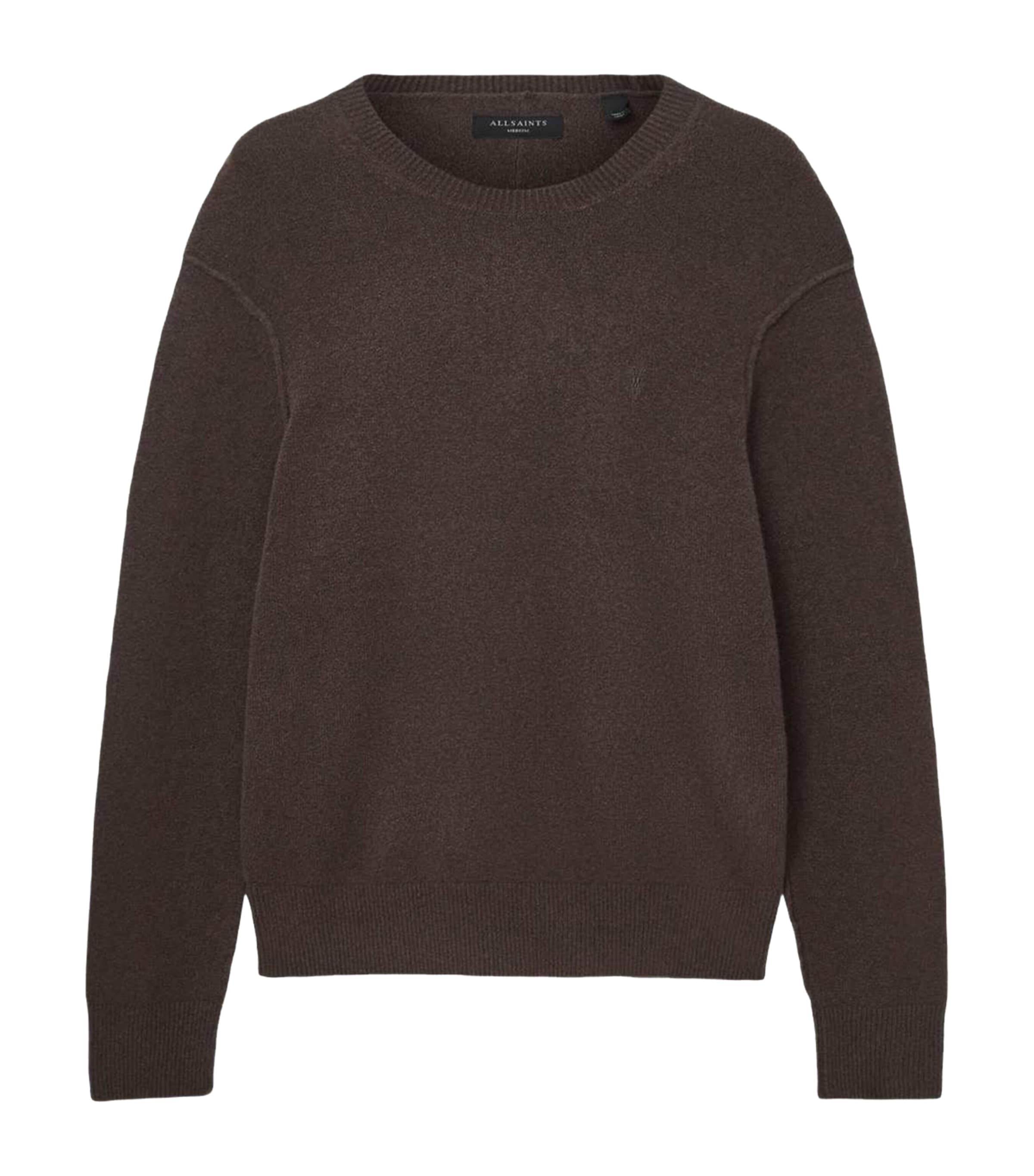 AllSaints Mens Crew-Neck Statten Sweater Mole Brown