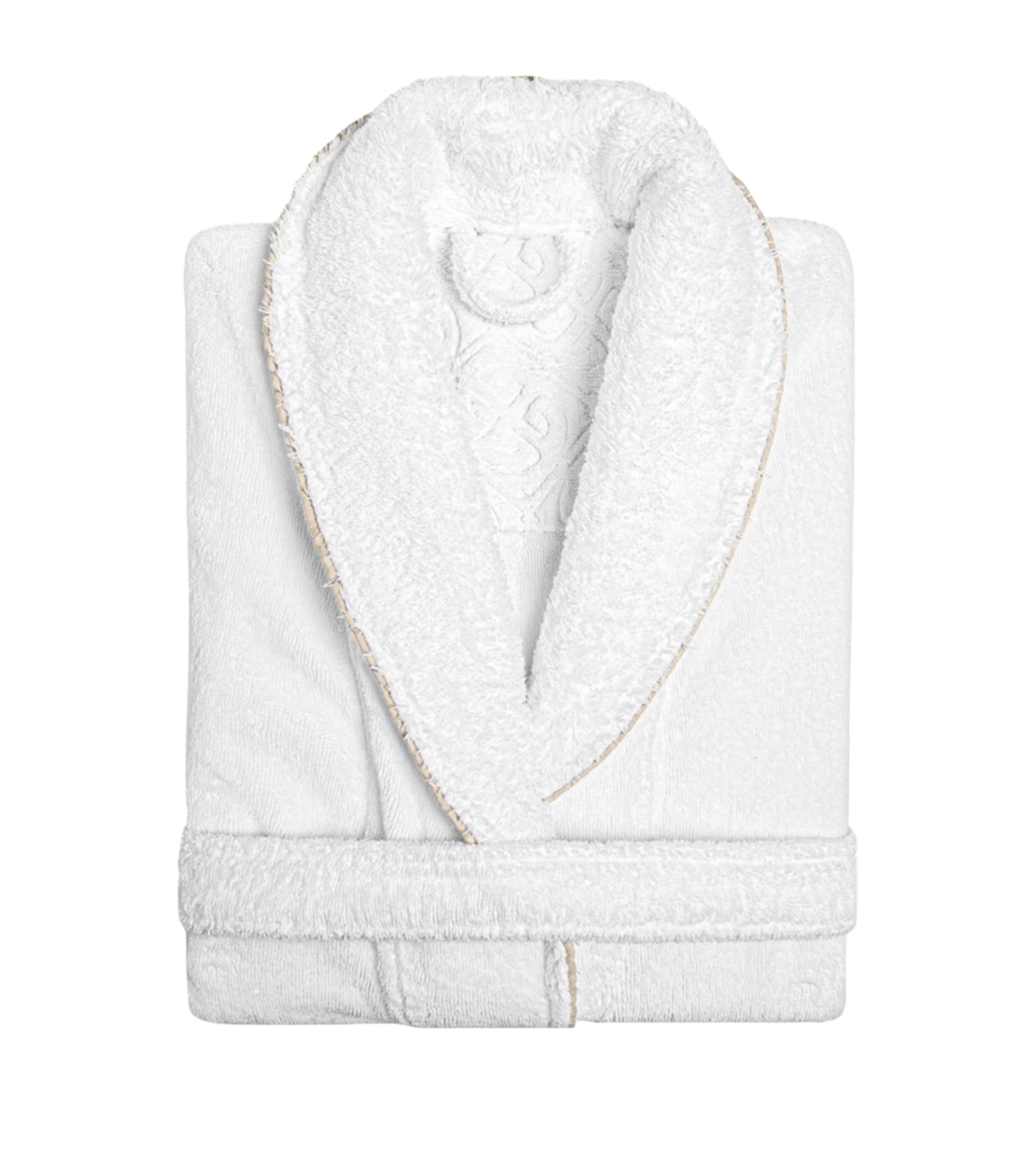 GRACCIOZA Cotton Portobello Bathrobe (Large/Extra Large) White/fog
