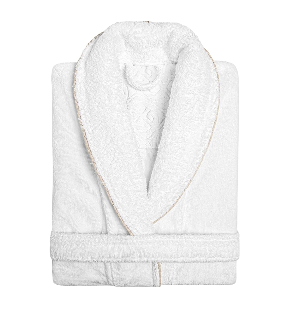 GRACCIOZA Cotton Portobello Bathrobe (Large/Extra Large) White/fog