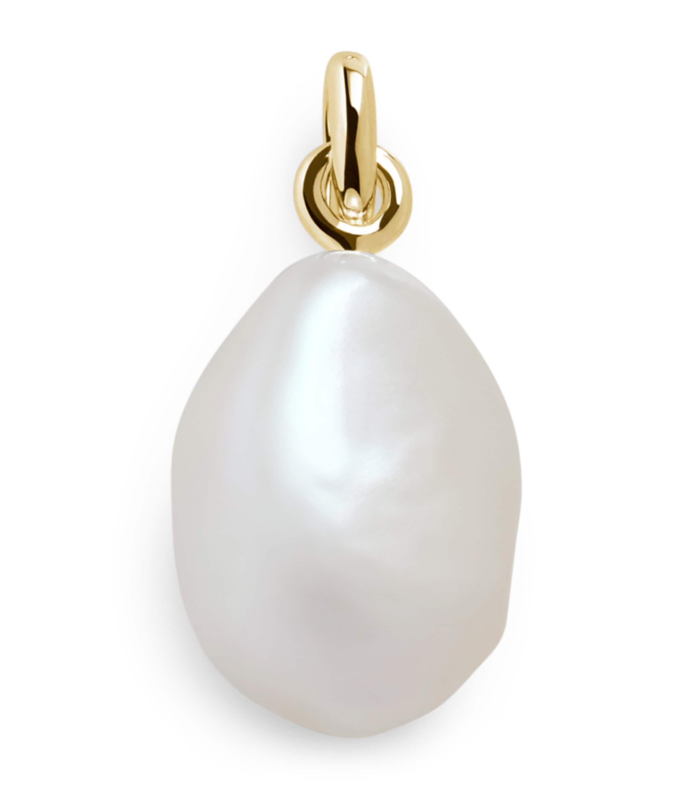 Monica Vinader Yellow Gold and Baroque Pearl Pendant Charm Solid Gold