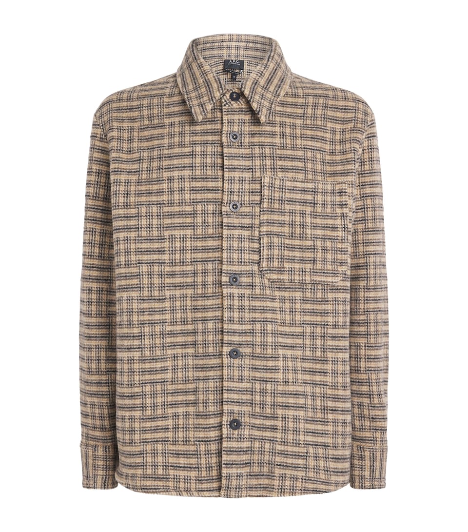 A.P.C. Mens Wool Check Overshirt Baa Beige