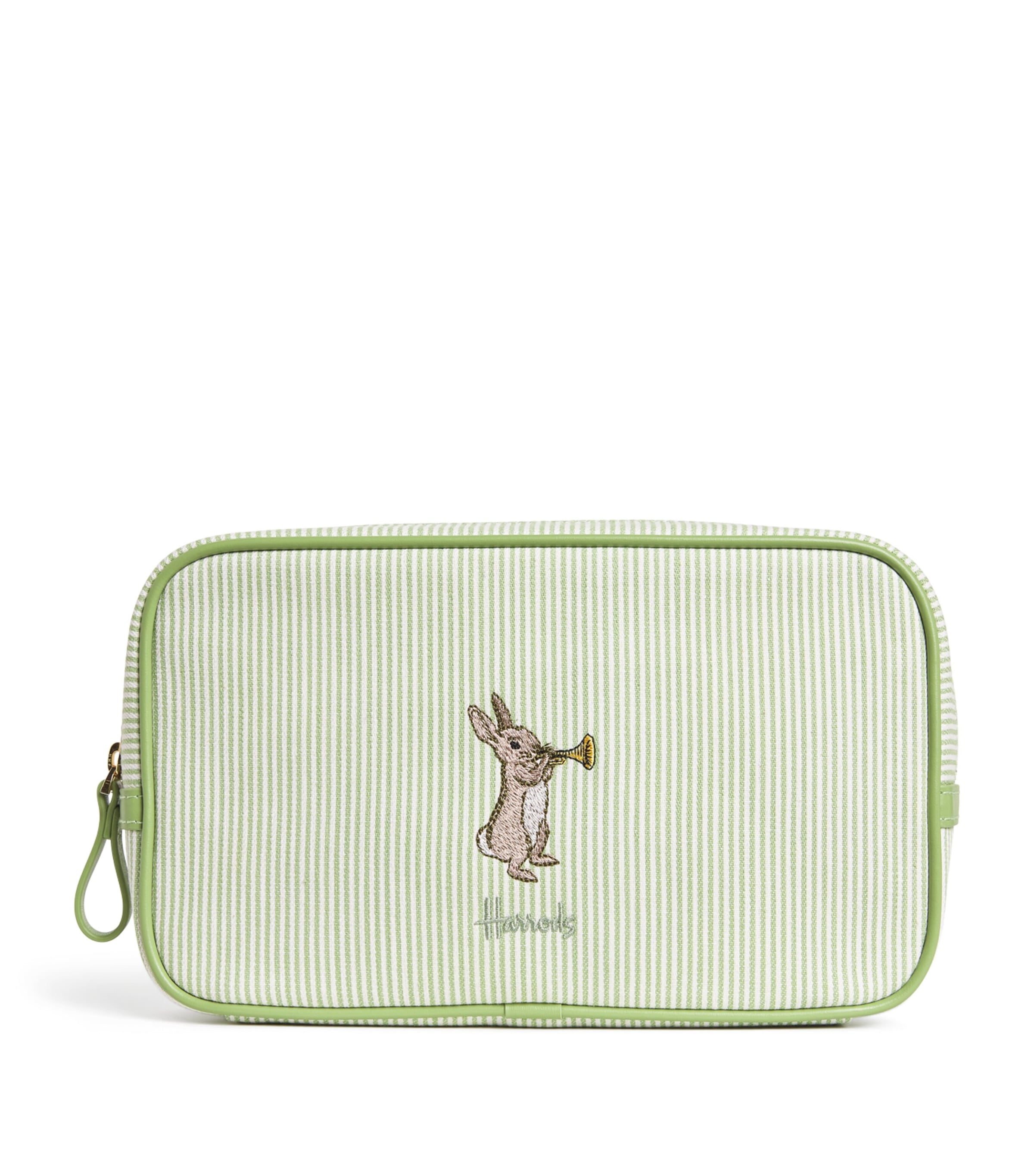 Harrods Stripe Embroidered Nursery Pouch Pale Green
