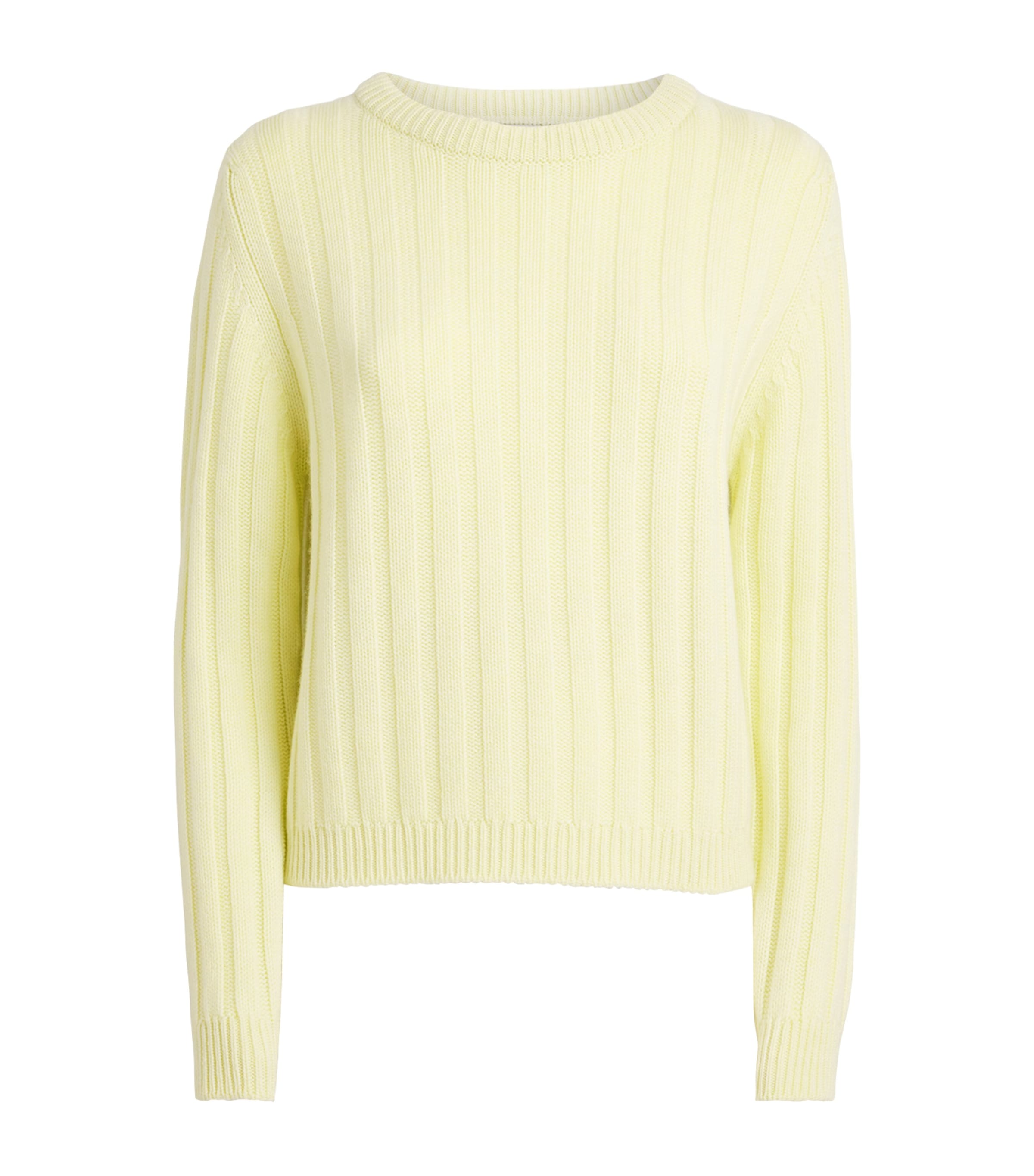 Johnstons Of Elgin Womens Cashmere Ribbed Lecht Sweater Citron
