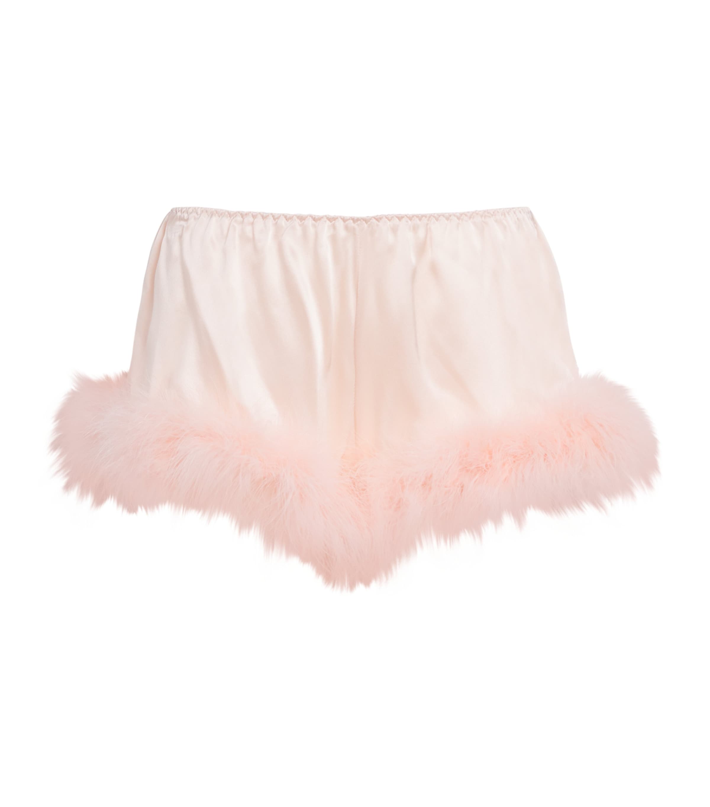 Silk Feather-Trim Taylor Shorts
