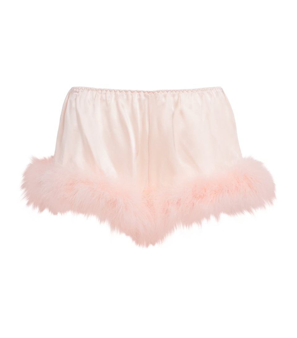 Silk Feather-Trim Taylor Shorts
