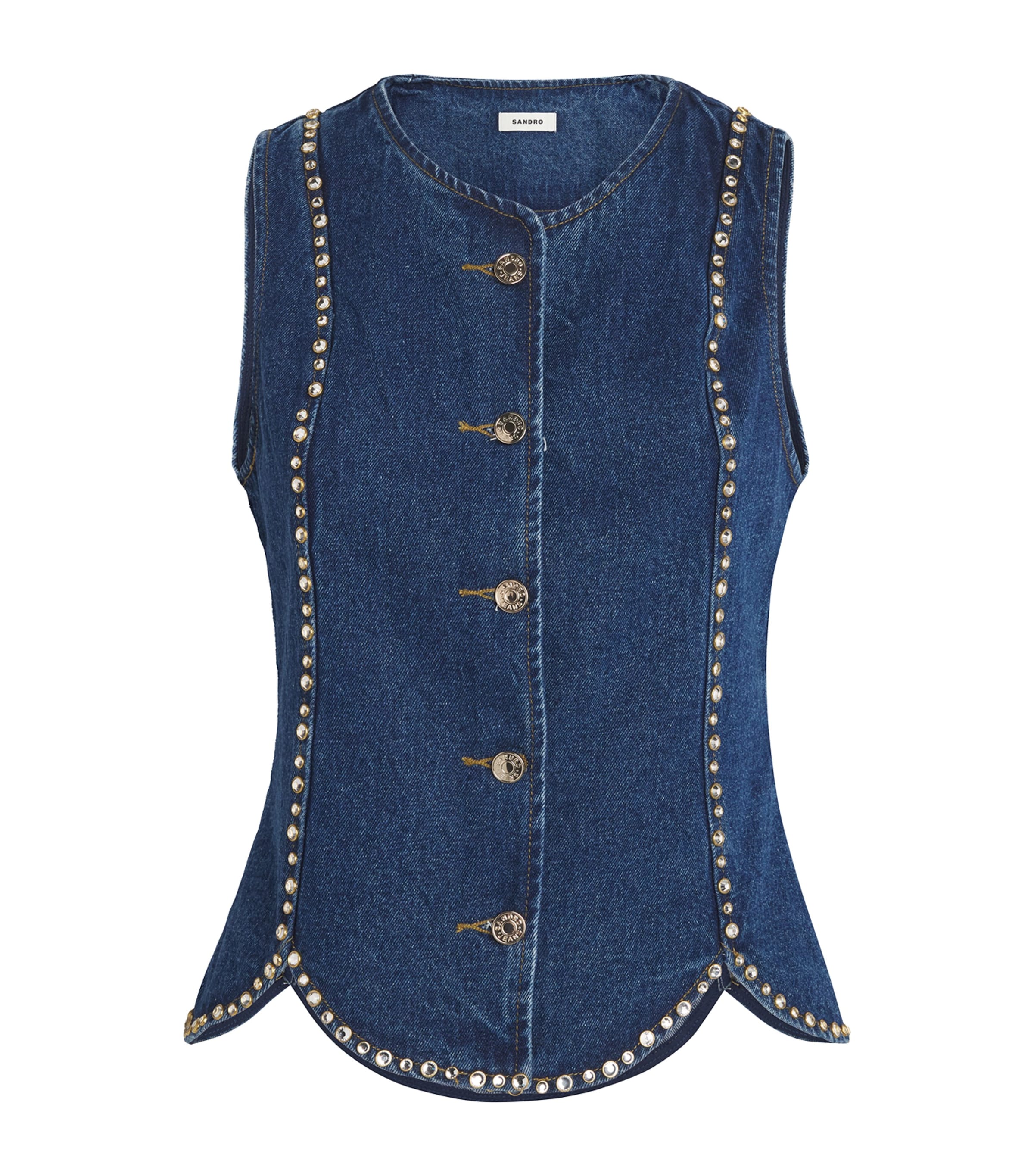 Denim Embellished Top