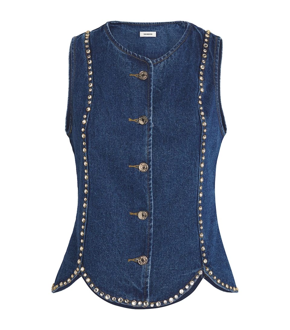 Denim Embellished Top