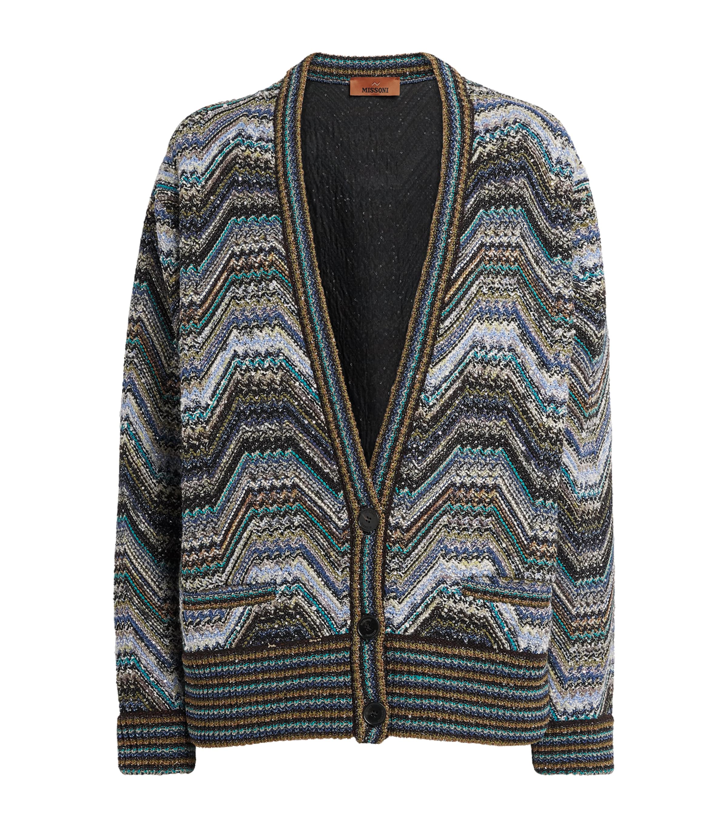 Missoni Womens Chunky-Knit Zigzag Cardigan Mlt On Drk Bse
