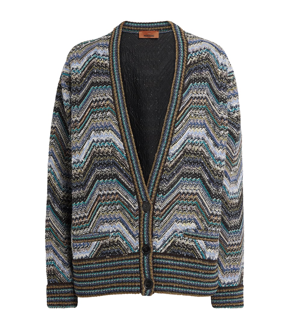 Missoni Womens Chunky-Knit Zigzag Cardigan Mlt On Drk Bse