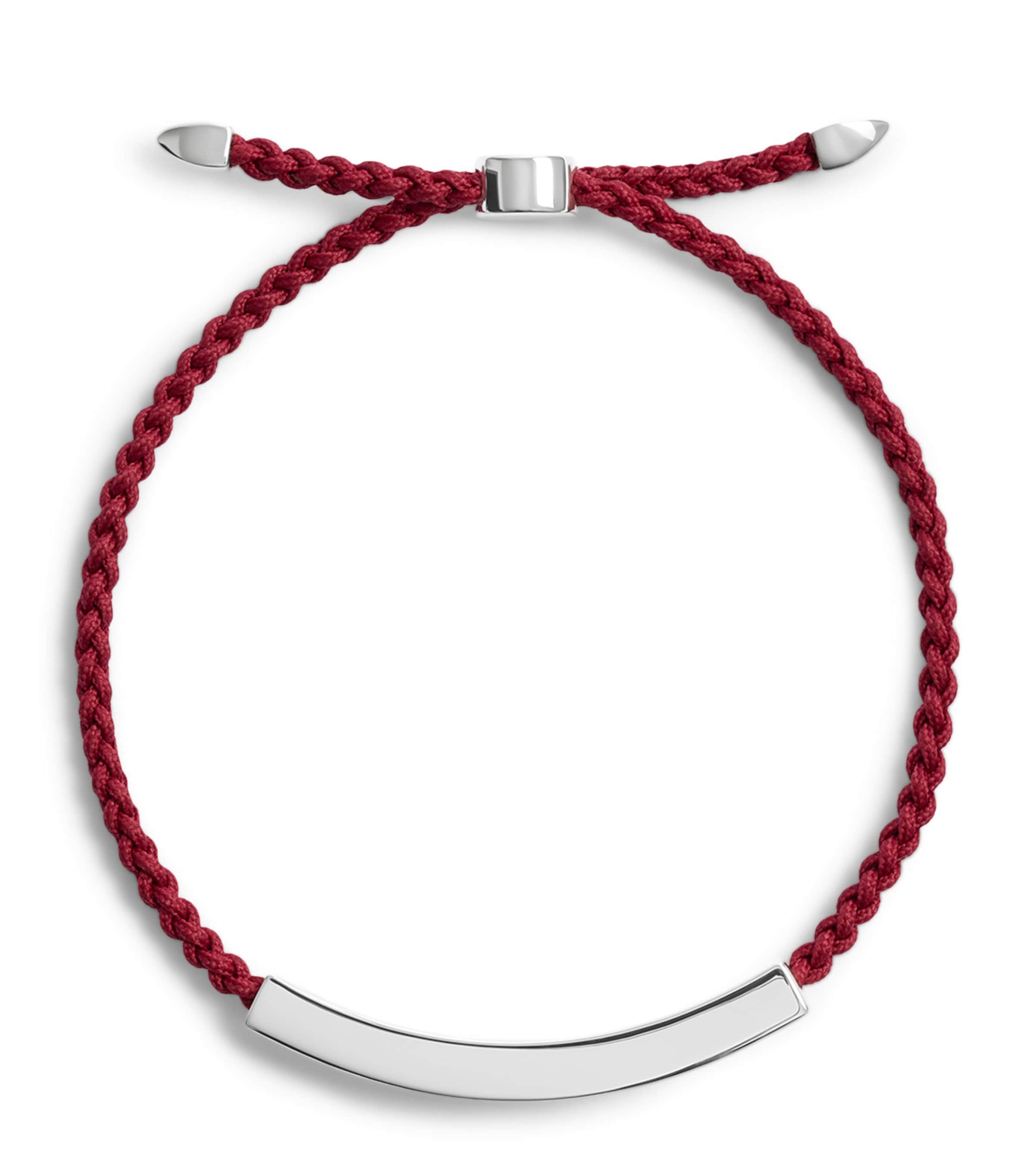 Monica Vinader Sterling Silver Linear Bold Cord Bracelet Burgundy