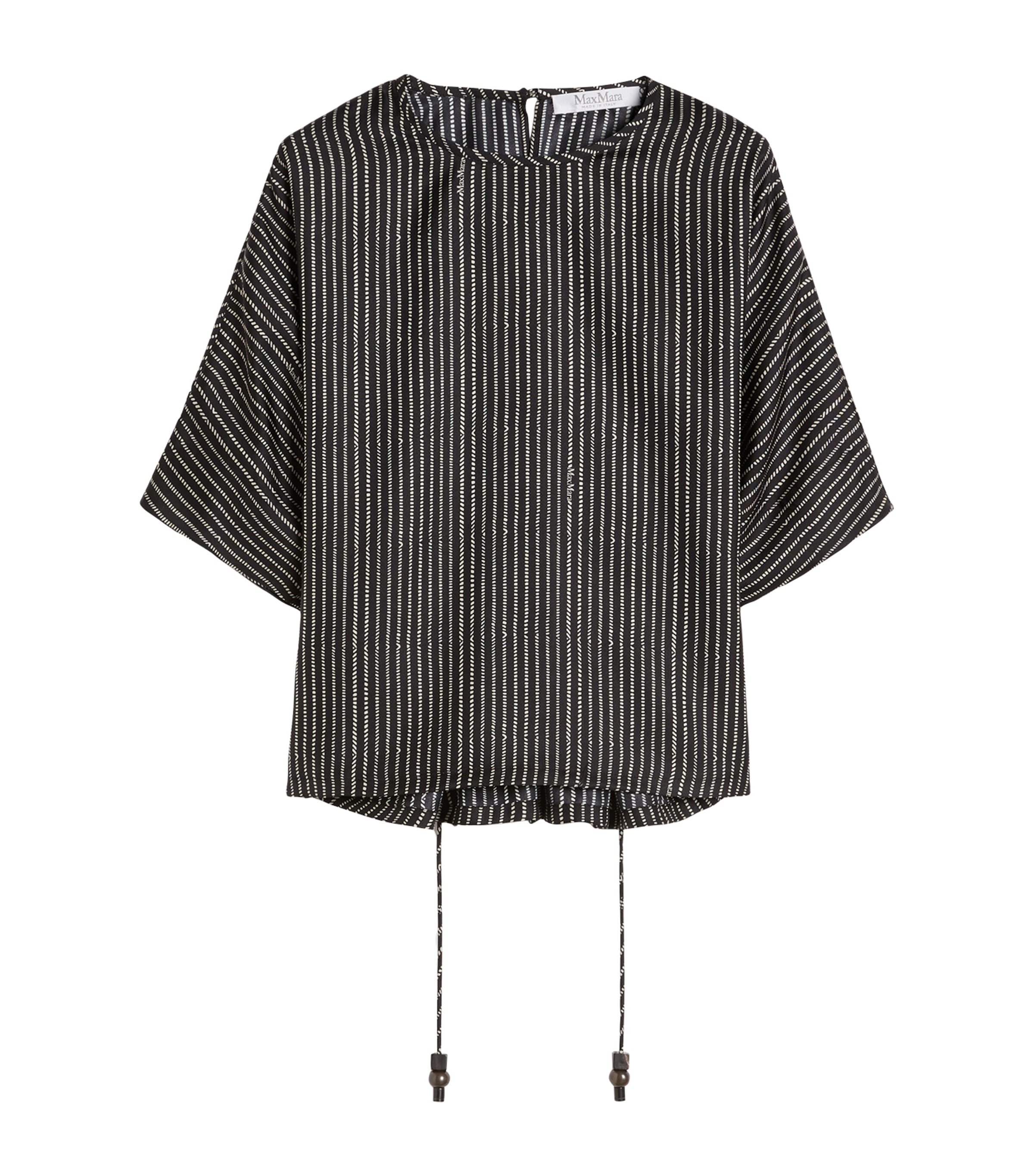 Max Mara Womens Silk Stripe Short-Sleeve Blouse Black White