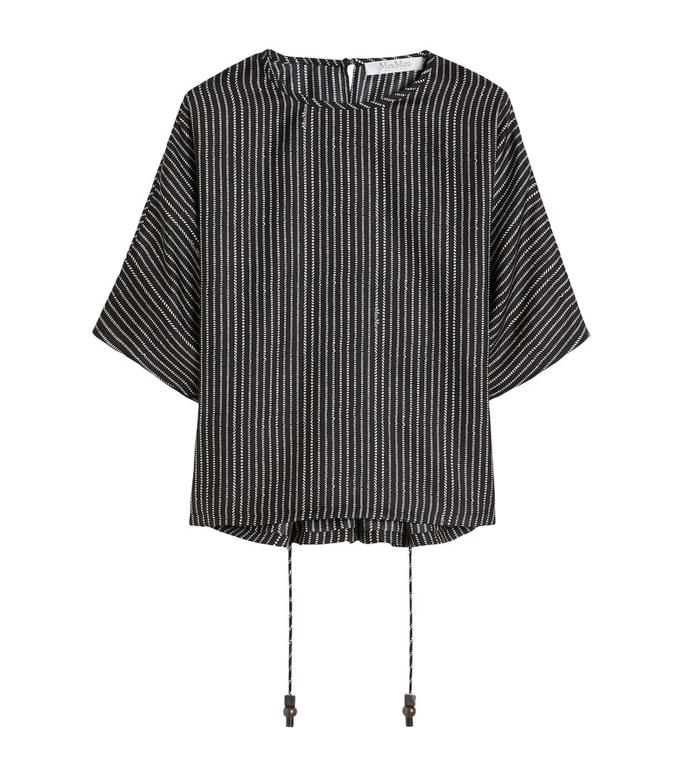 Max Mara Womens Silk Stripe Short-Sleeve Blouse Black White