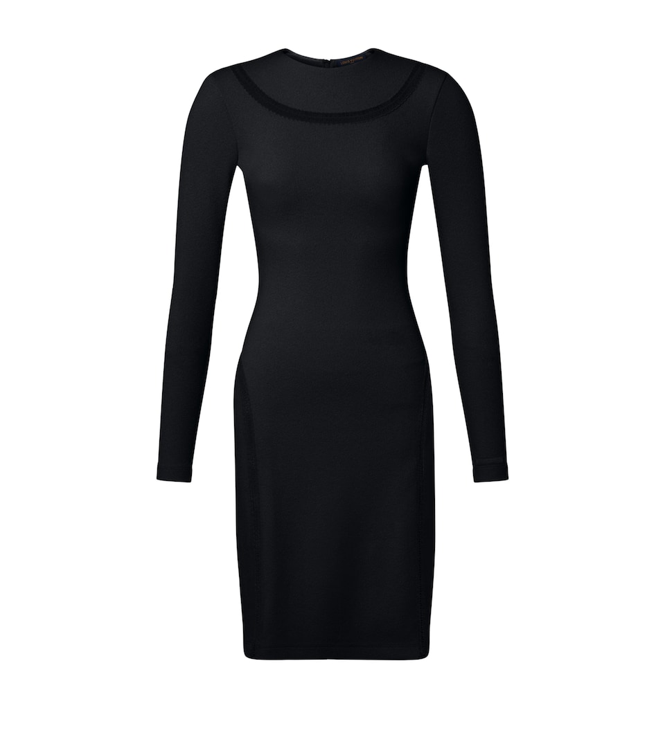 LOUIS VUITTON Womens Piping-Detail Midi Dress Noir