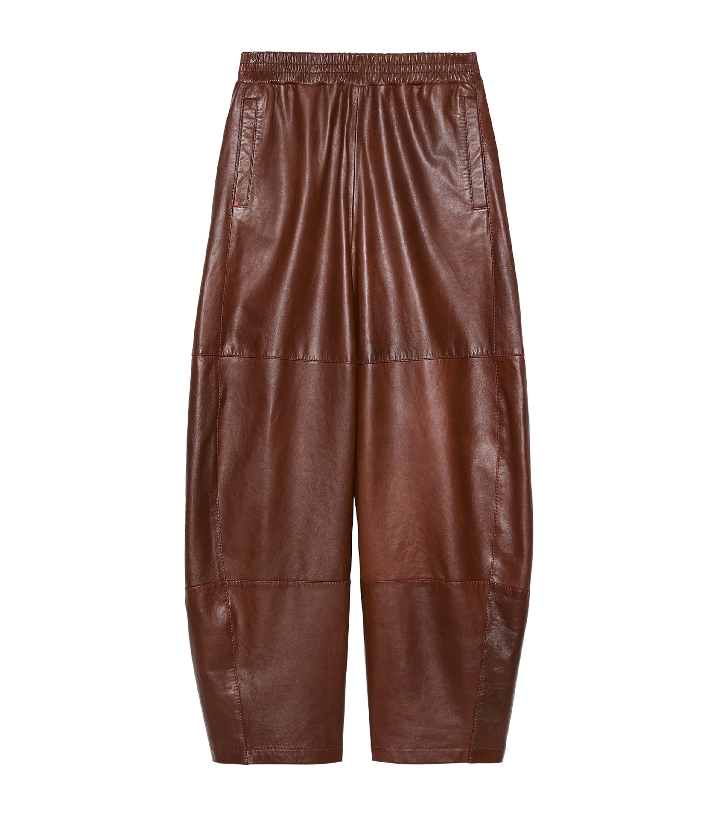 MAX&Co. Womens Leather Balloon Trousers Cognac