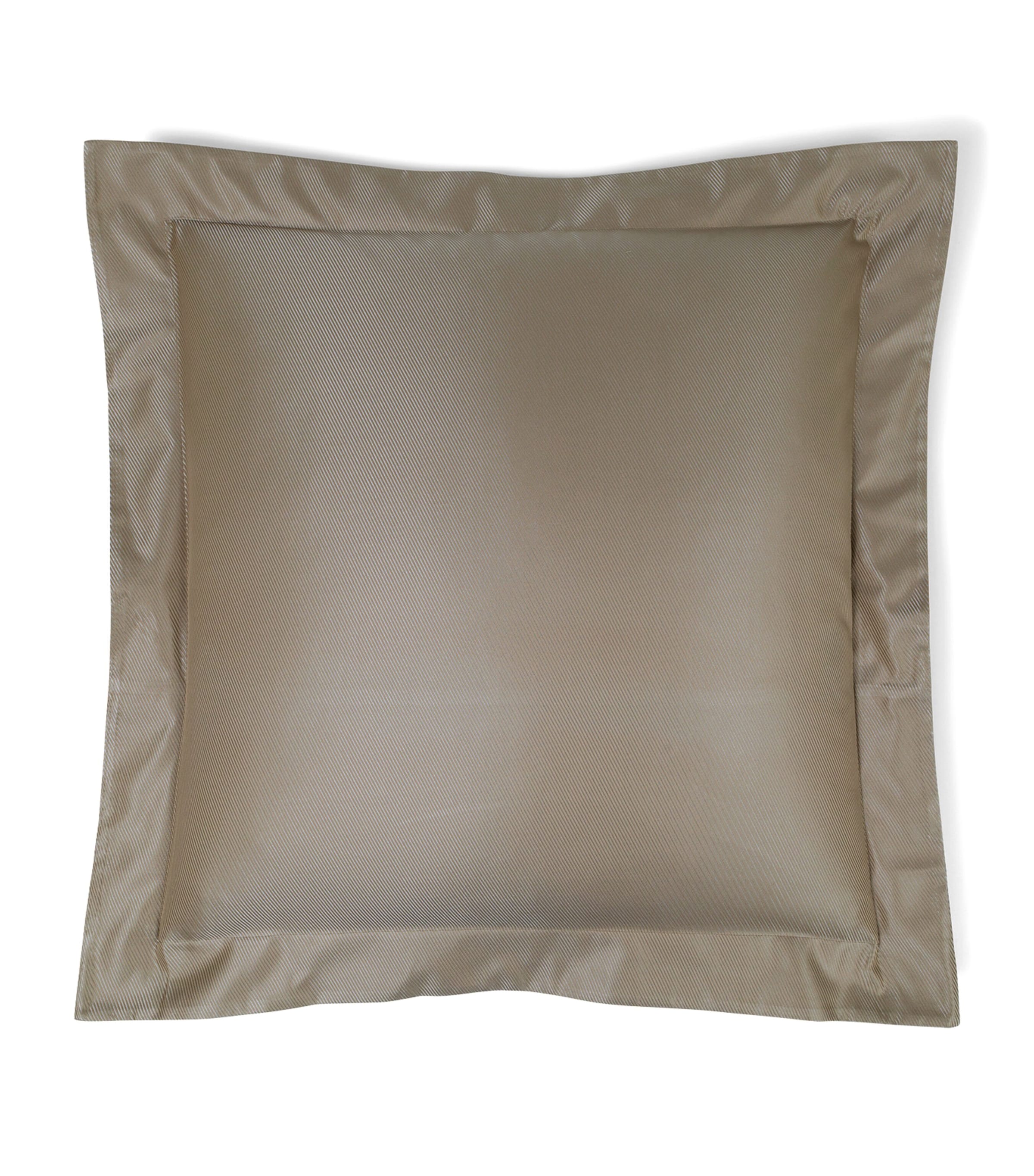 Frette Cotton-Silk Oblique Jacquard Square Pillowcase (65cm x 65cm) Taupe/savage