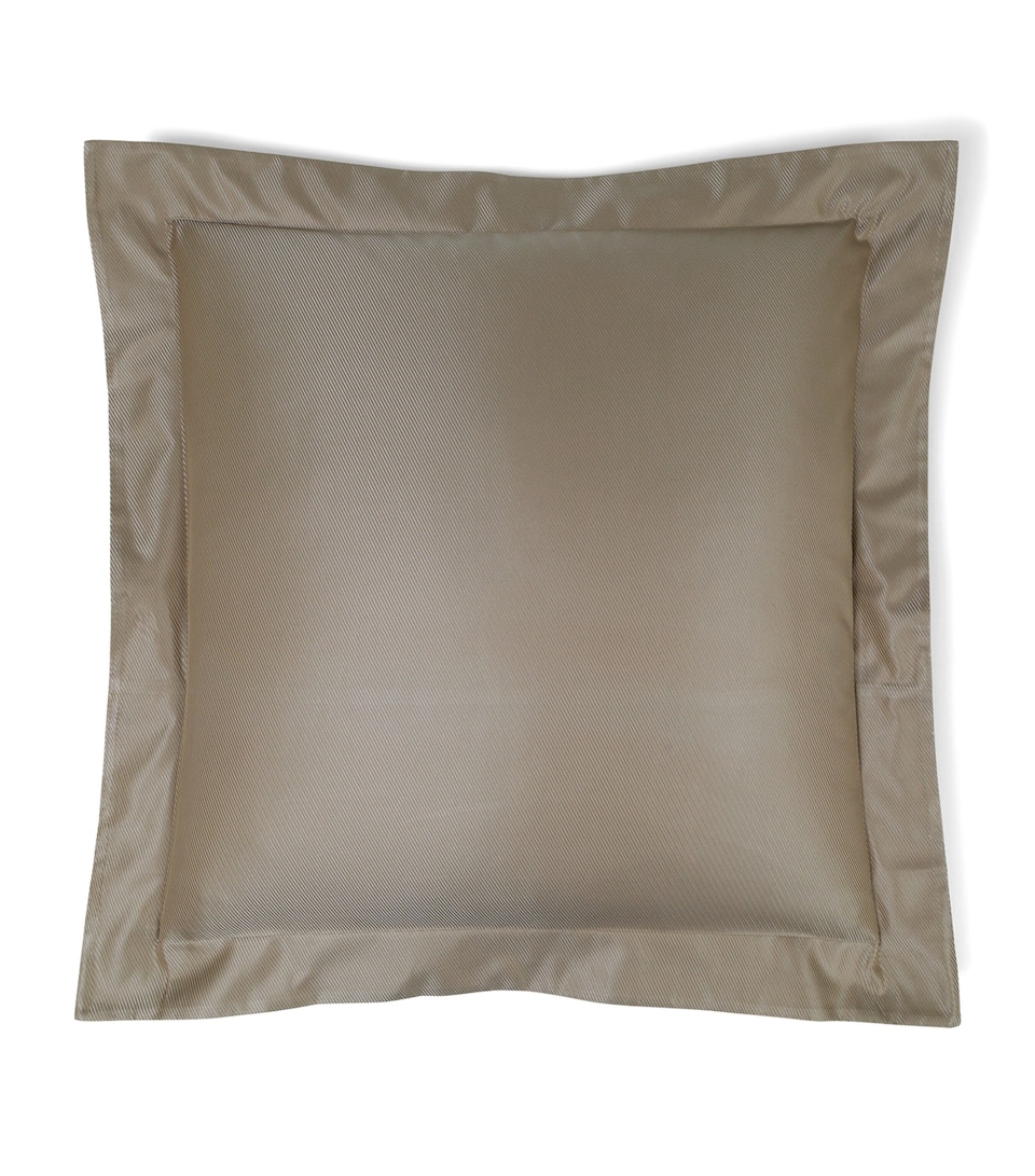 Frette Cotton-Silk Oblique Jacquard Square Pillowcase (65cm x 65cm) Taupe/savage