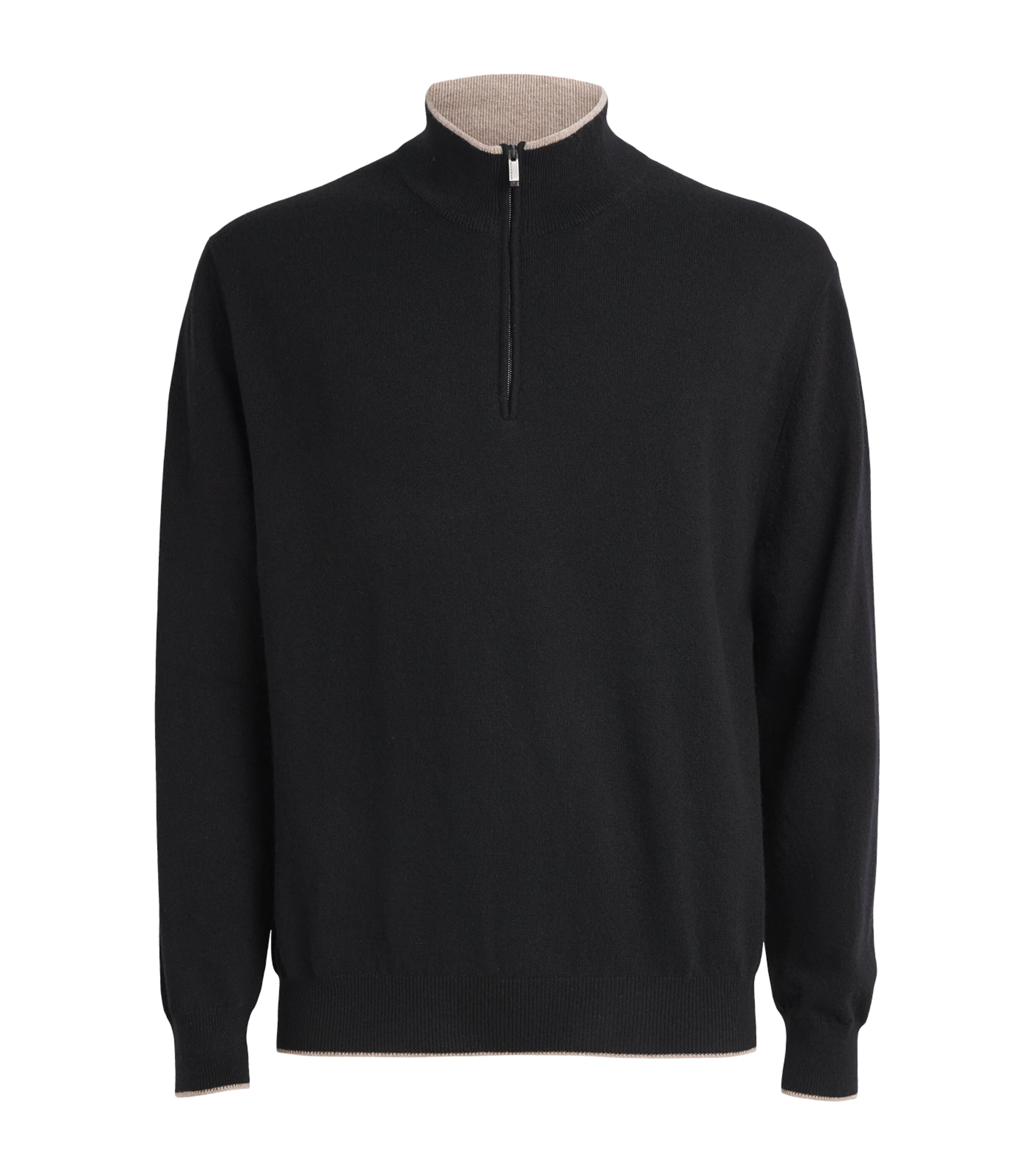 Paul & Shark Mens Cashmere Quarter-Zip Sweater Black