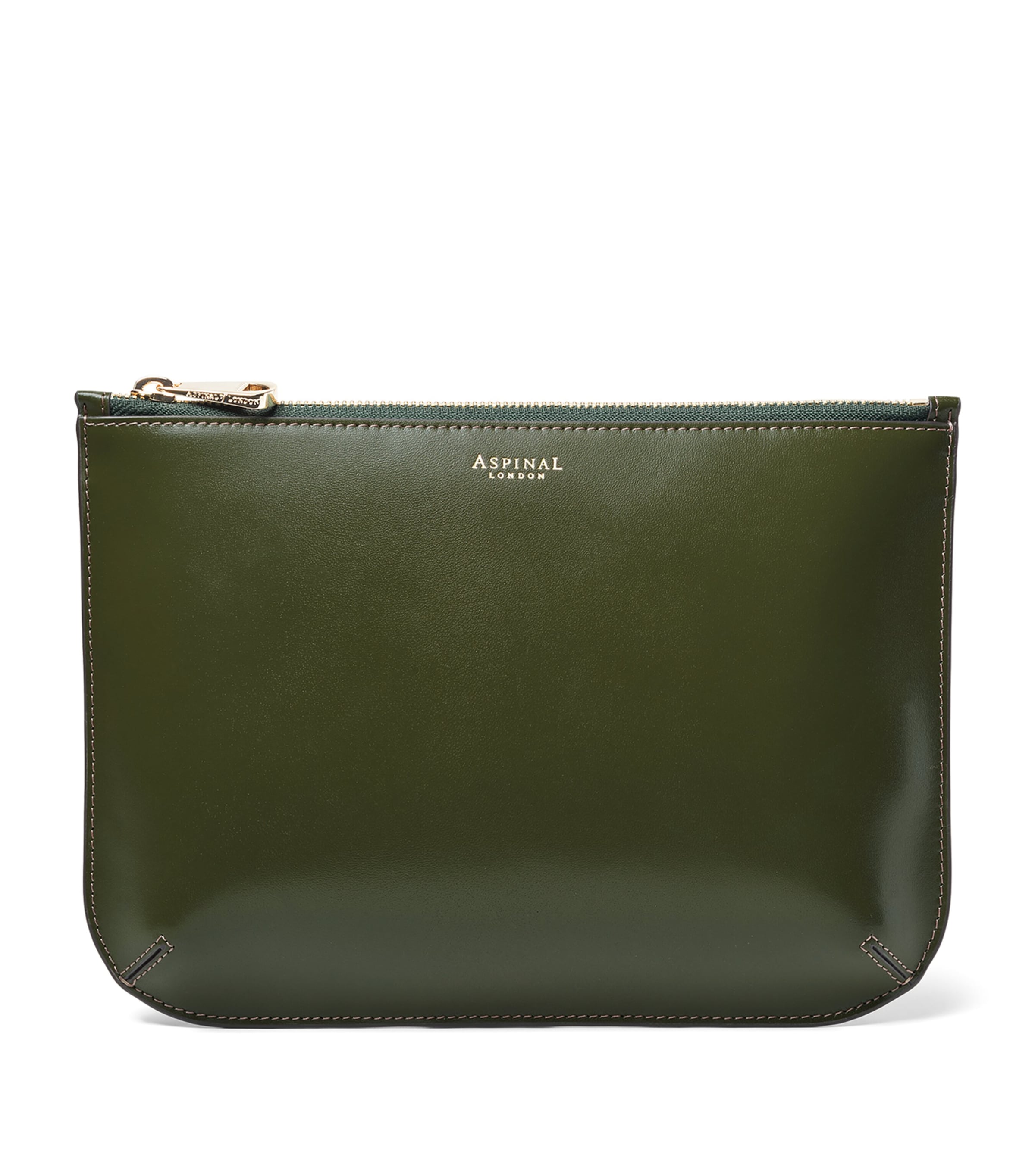 Aspinal Of London Large Leather Ella Pouch Mossgreen