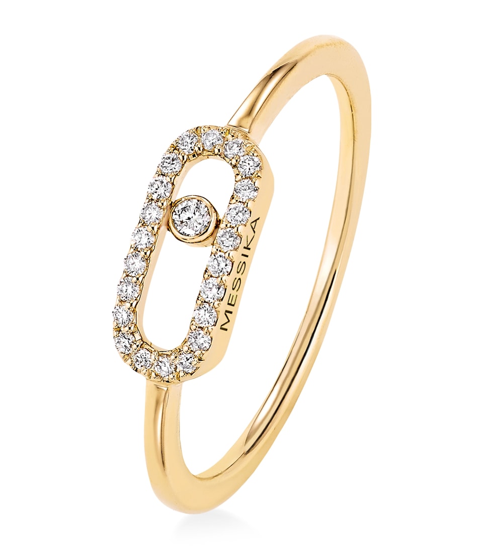 Yellow Gold and Diamond Move Uno Ring