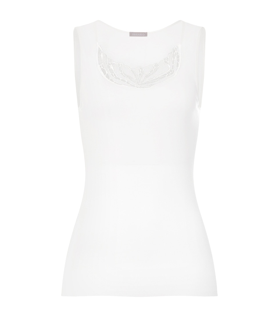 Hanro Womens Cotton Rosaria Tank Top Off White