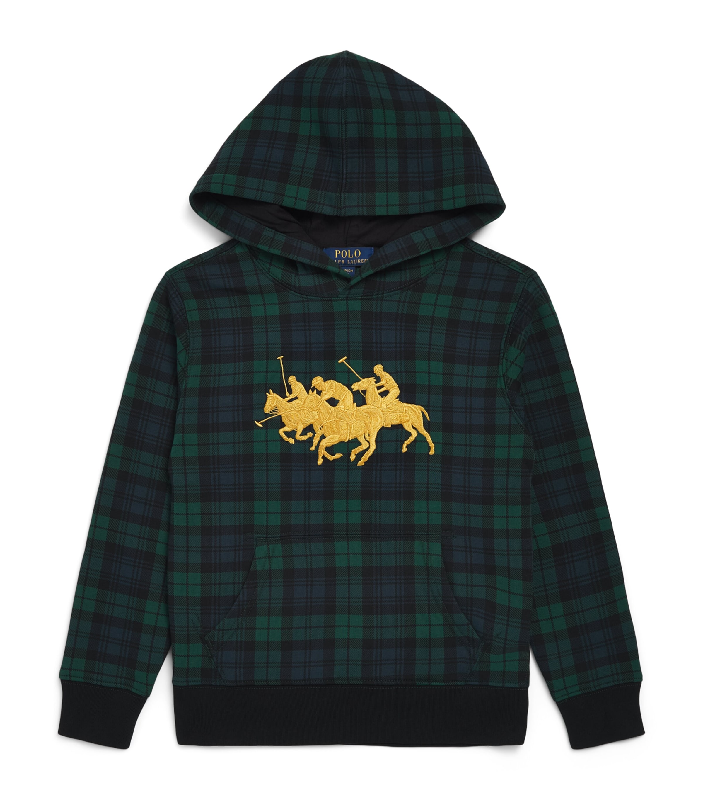 Ralph Lauren Kids Check Embroidered Polo Pony Hoodie (6-14 Years) Blackwatch Tartan