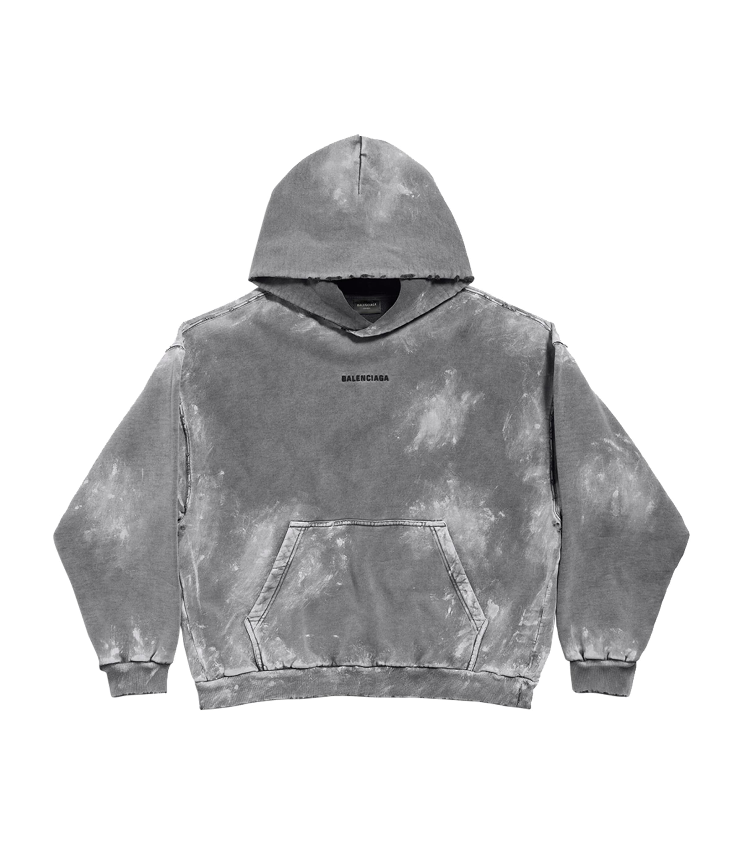 Cotton Distressed Logo Hoodie
