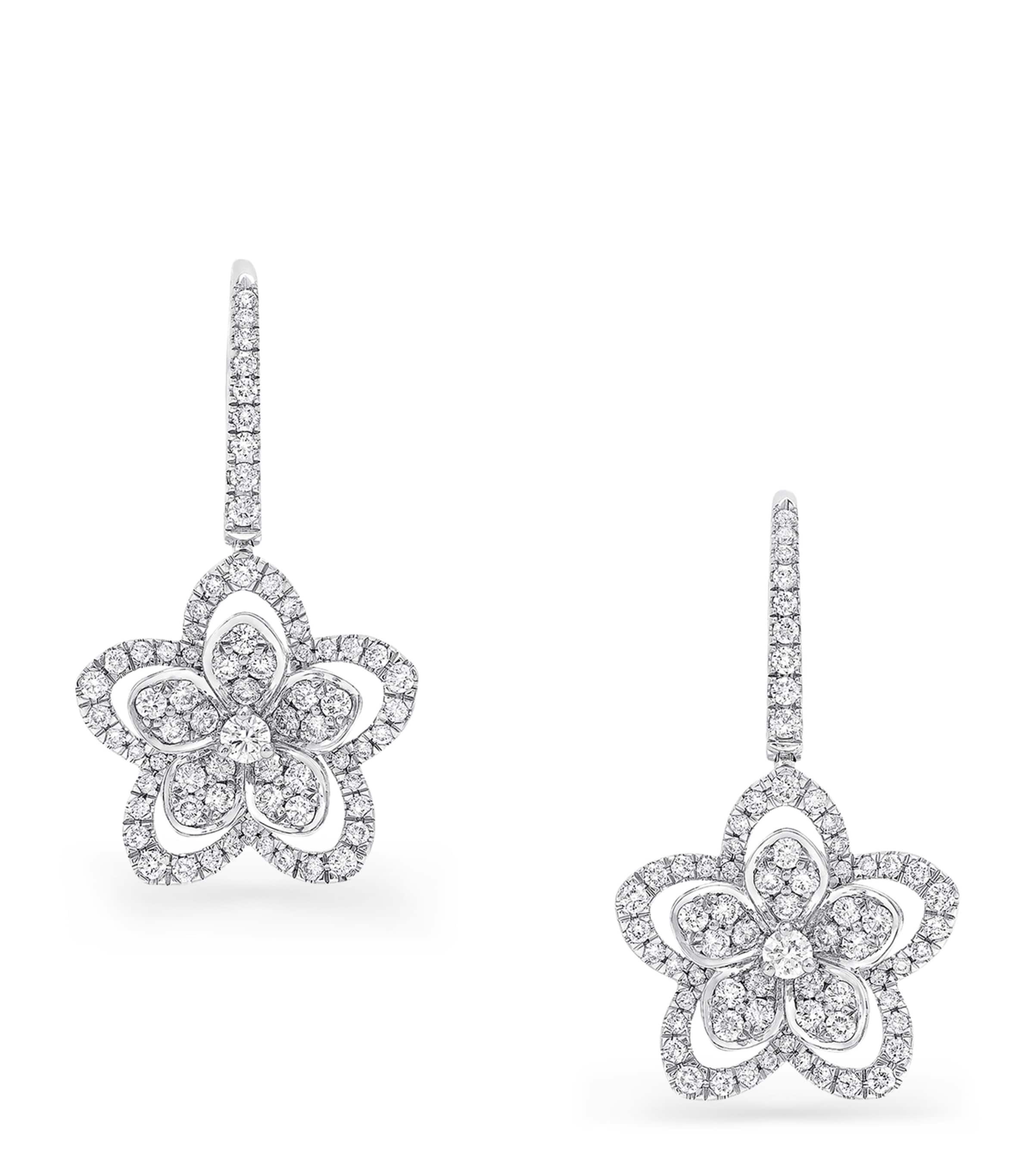 Graff White Gold and Diamond Wild Flower Earrings White Gold