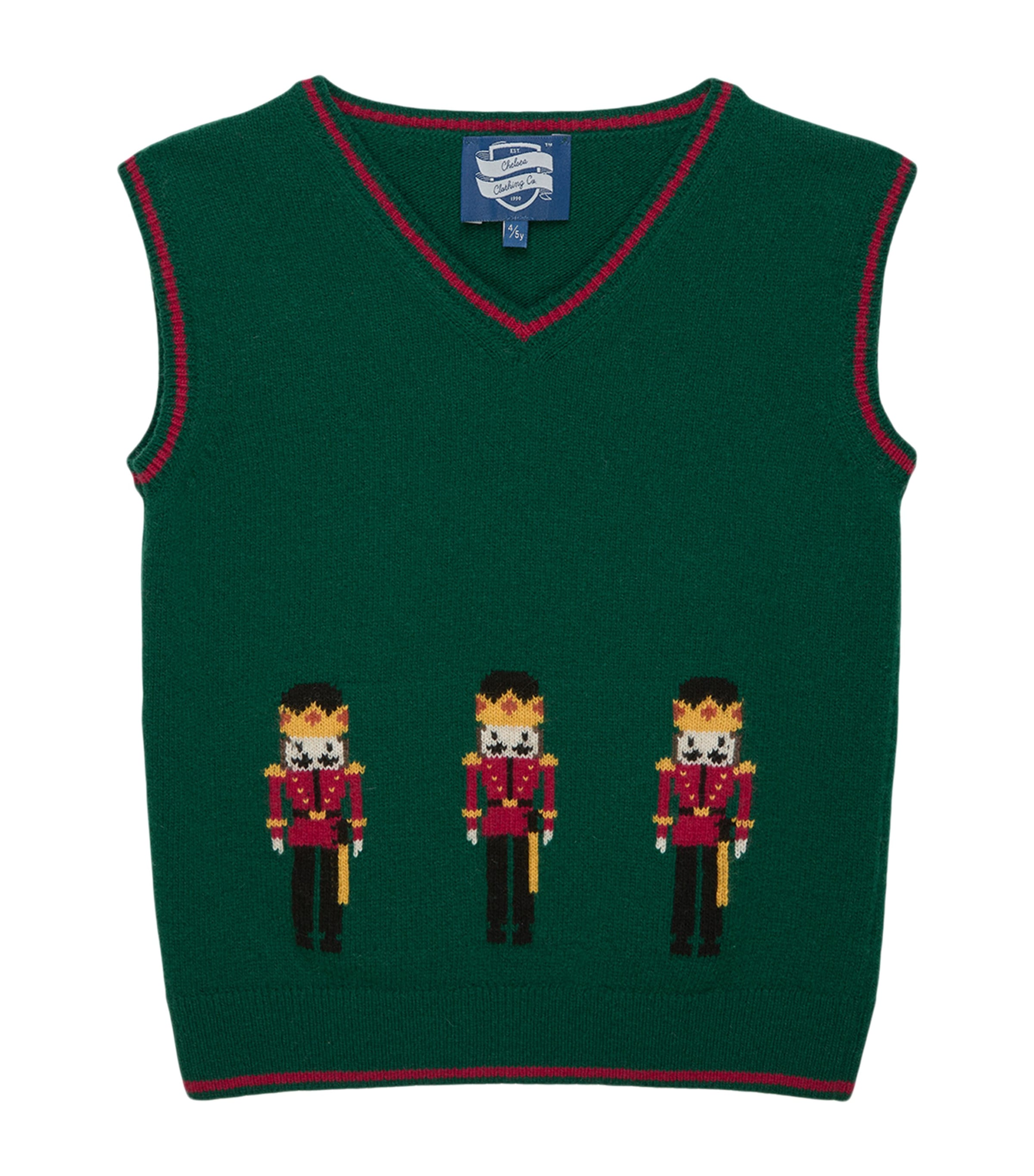 Trotters Wool-Blend Nutcracker Sweater Vest (6-11 Years) Green