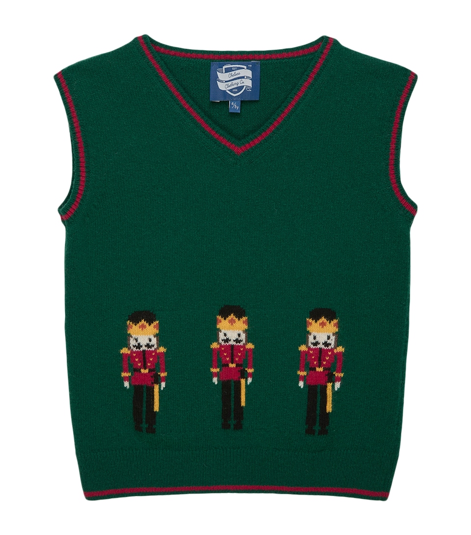 Trotters Wool-Blend Nutcracker Sweater Vest (6-11 Years) Green