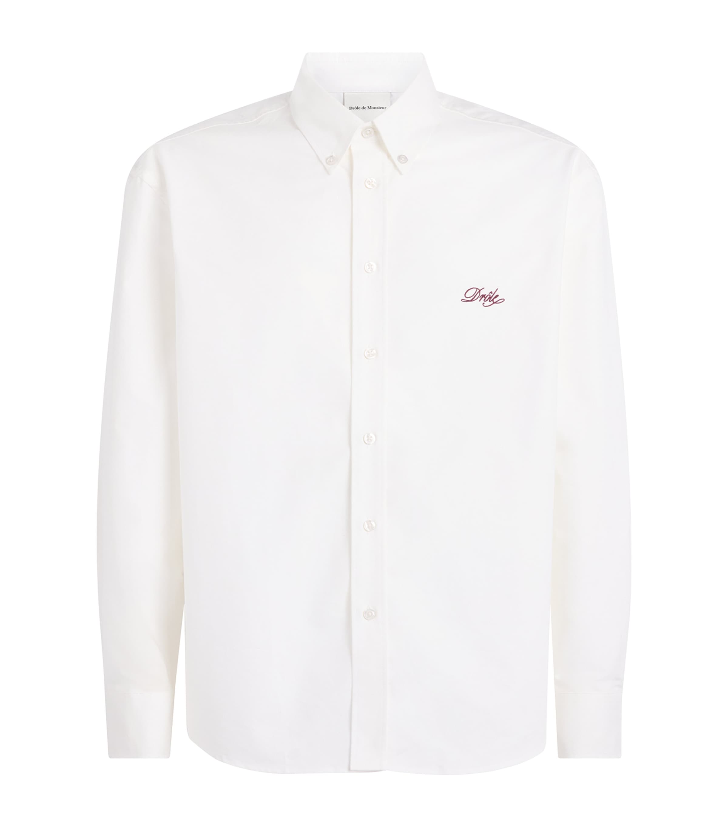 Drôle de Monsieur Mens Cotton Embroidered Logo Shirt White