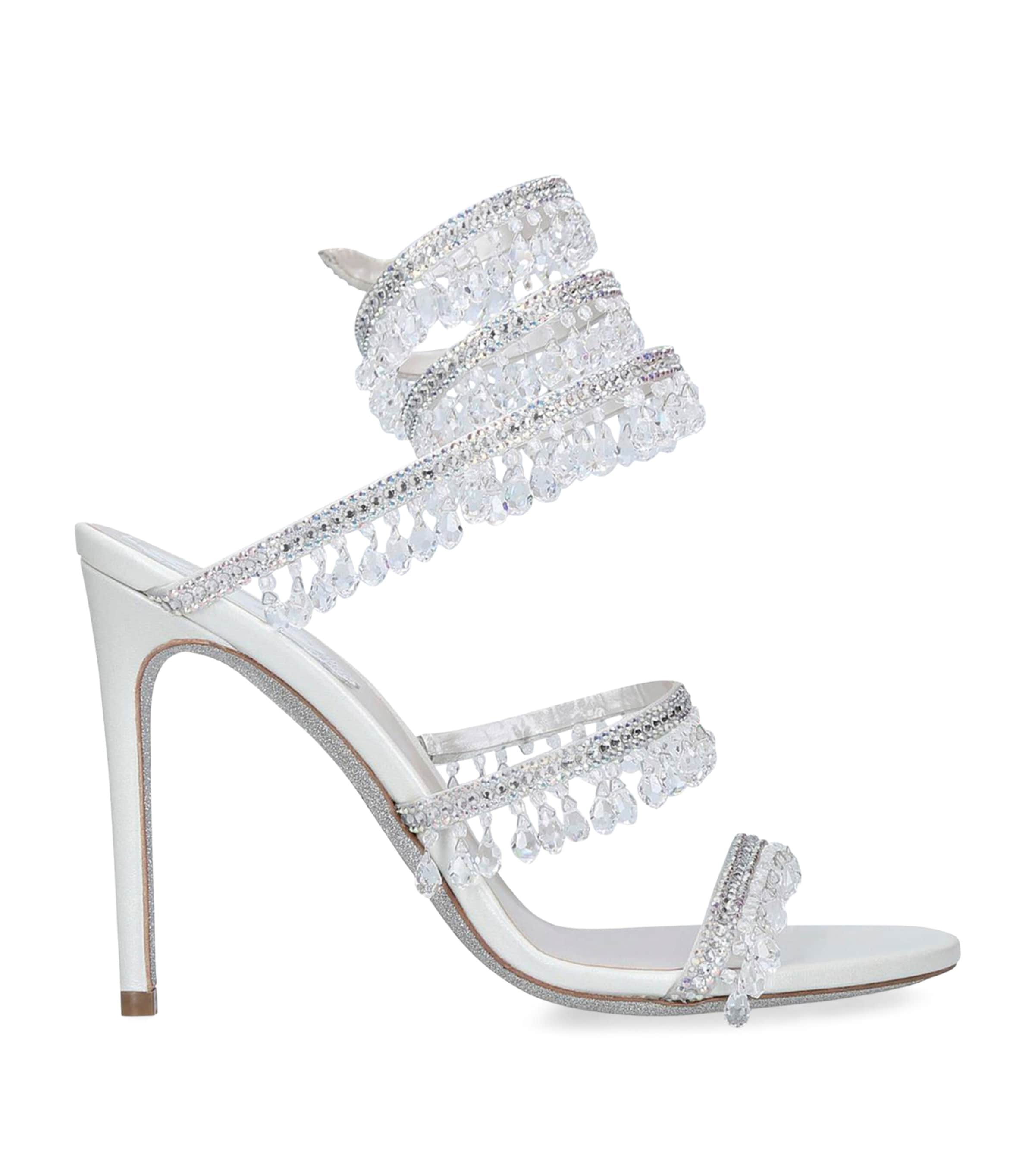 René Caovilla Satin Chandelier Sandals 105 Grey/light