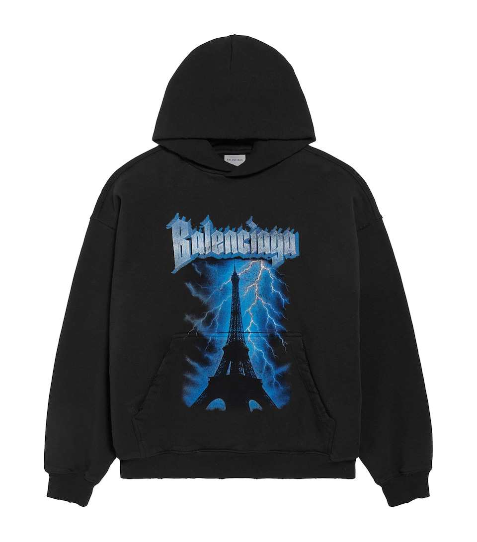 Balenciaga Mens Cotton Paris Thunderstorm Hoodie