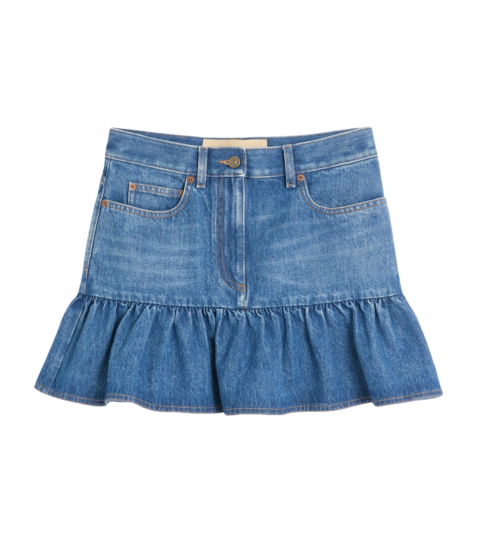 Denim Peplum Mini Skirt
