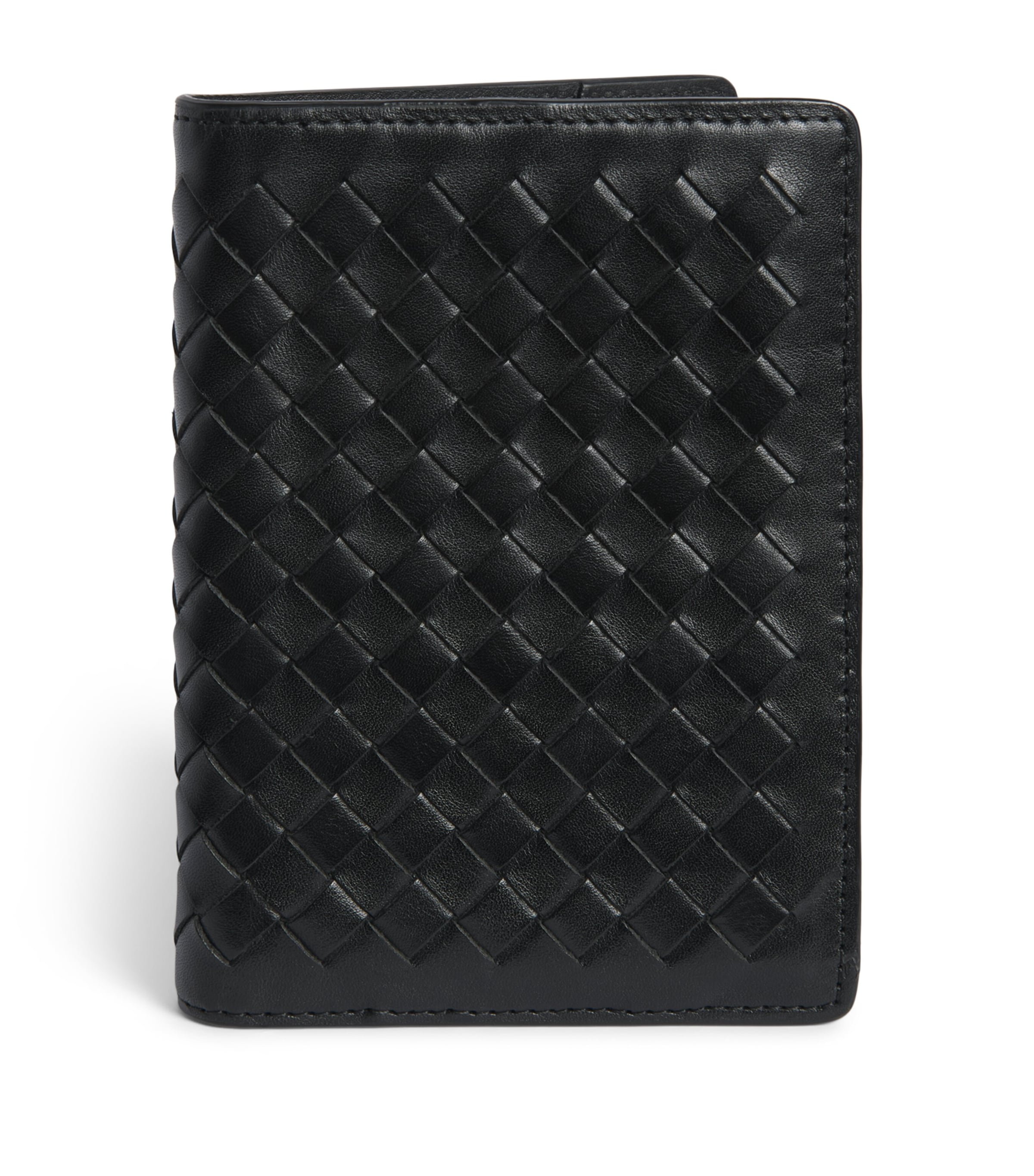 Officine Creative Leather Woven Passport Cover Nero