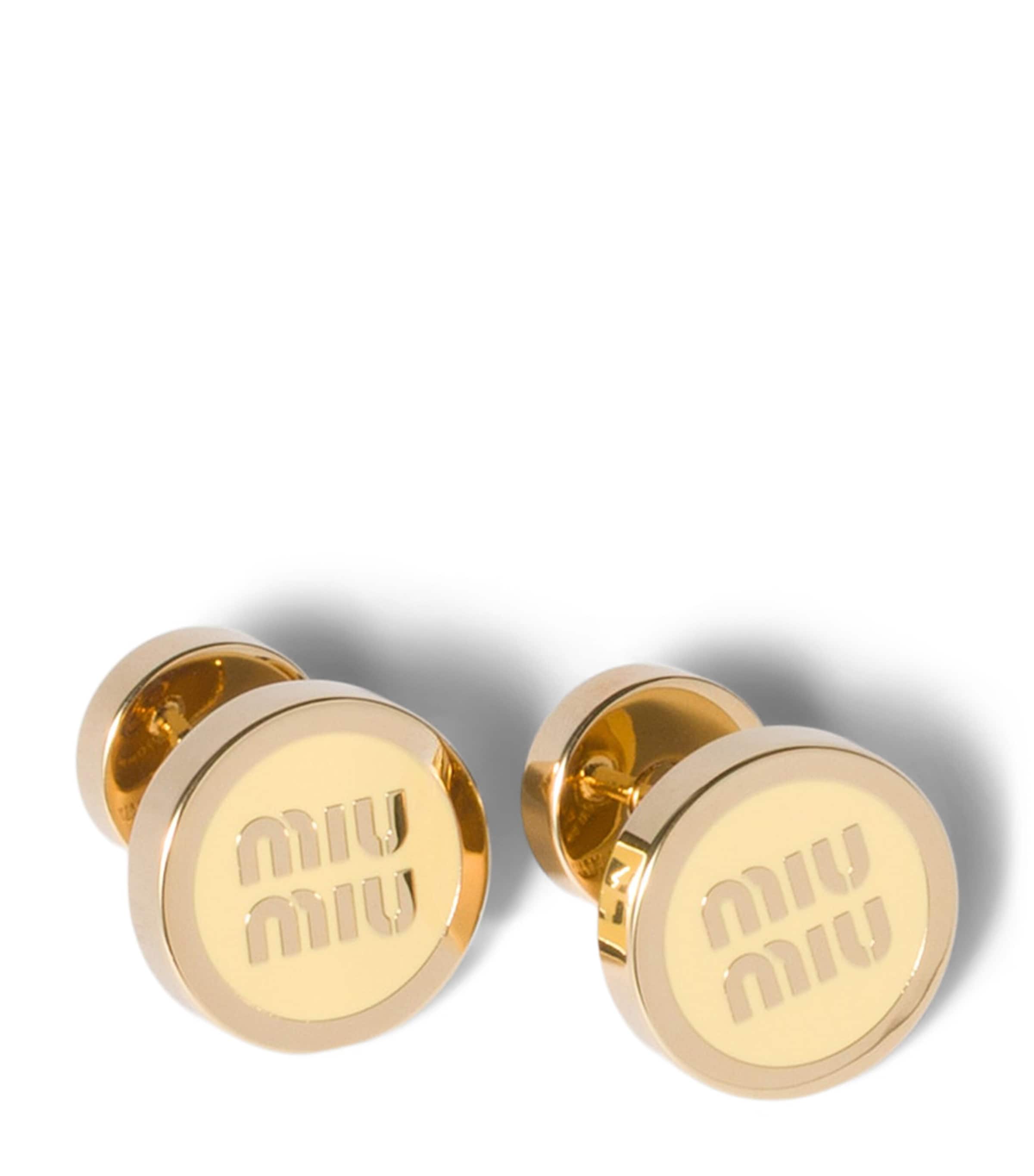Miu Miu Enamel Logo Earrings