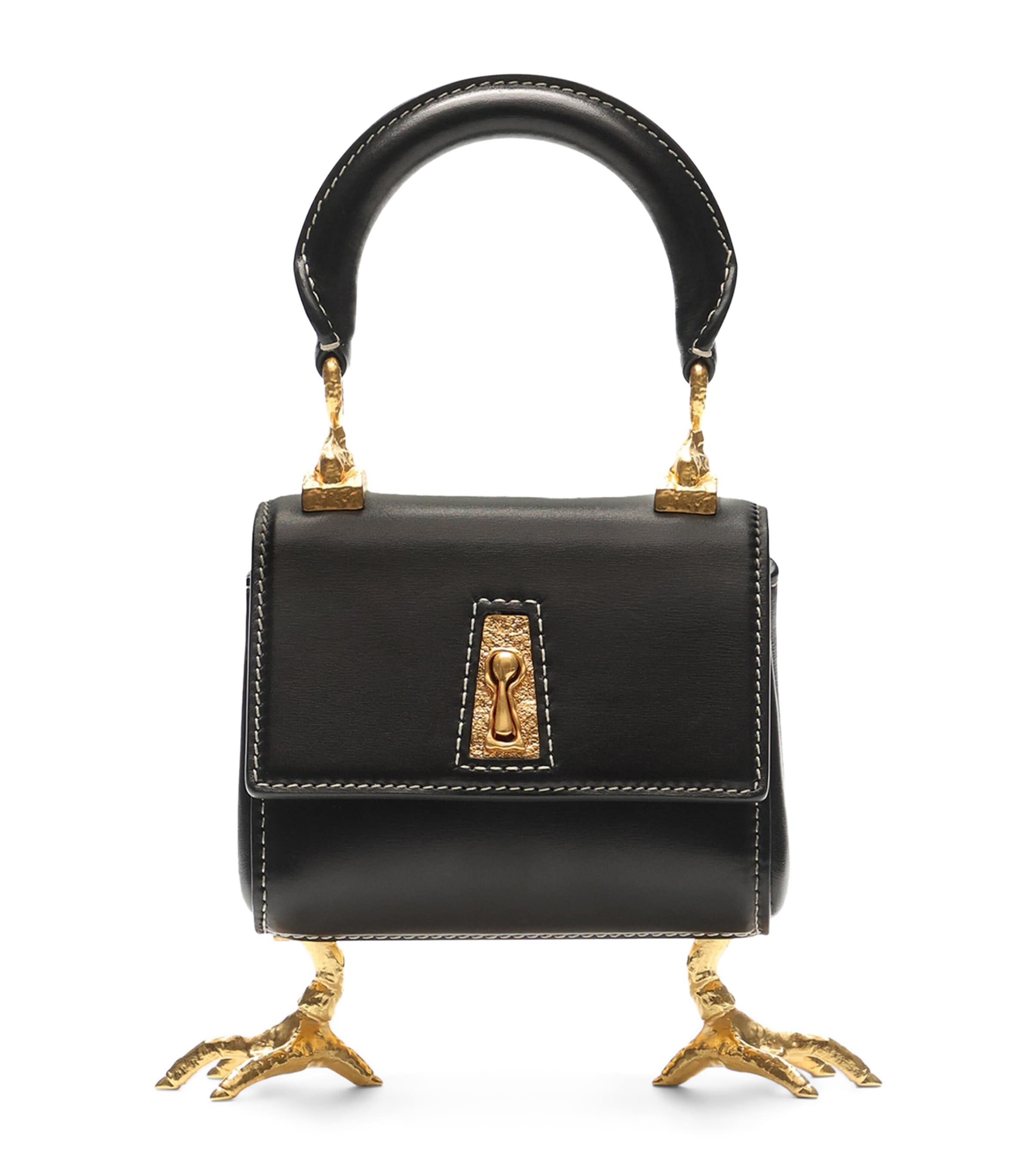 Schiaparelli Leather Secret Top-Handle Bag Black