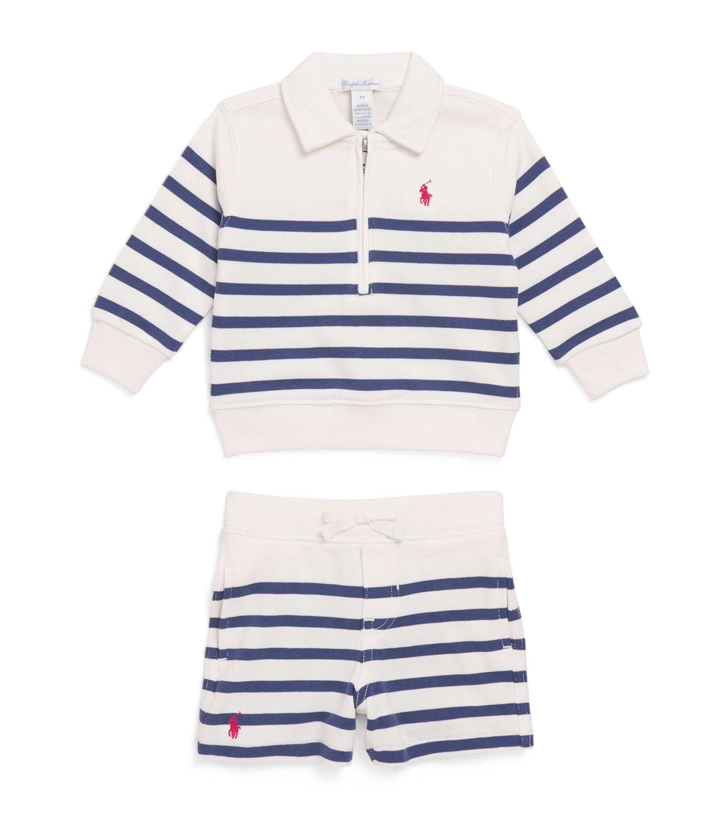 Cotton Stripe Polo Shirt and Shorts Set (3-24 Months)