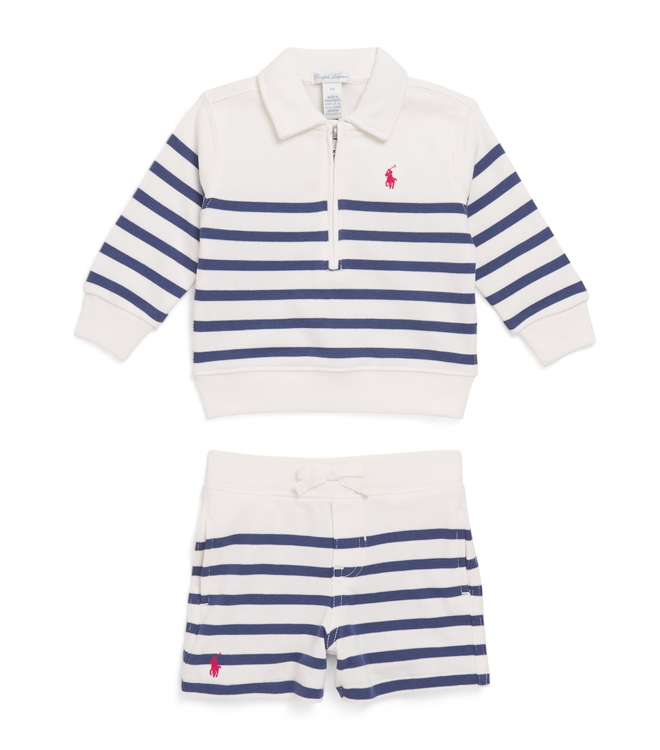 Cotton Stripe Polo Shirt and Shorts Set (3-24 Months)