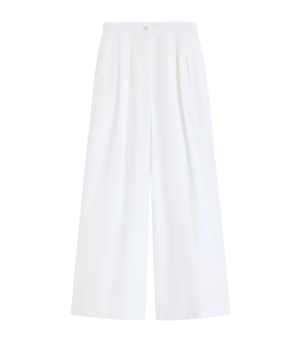 Weekend Max Mara Womens Cotton Wide-Leg Trousers White
