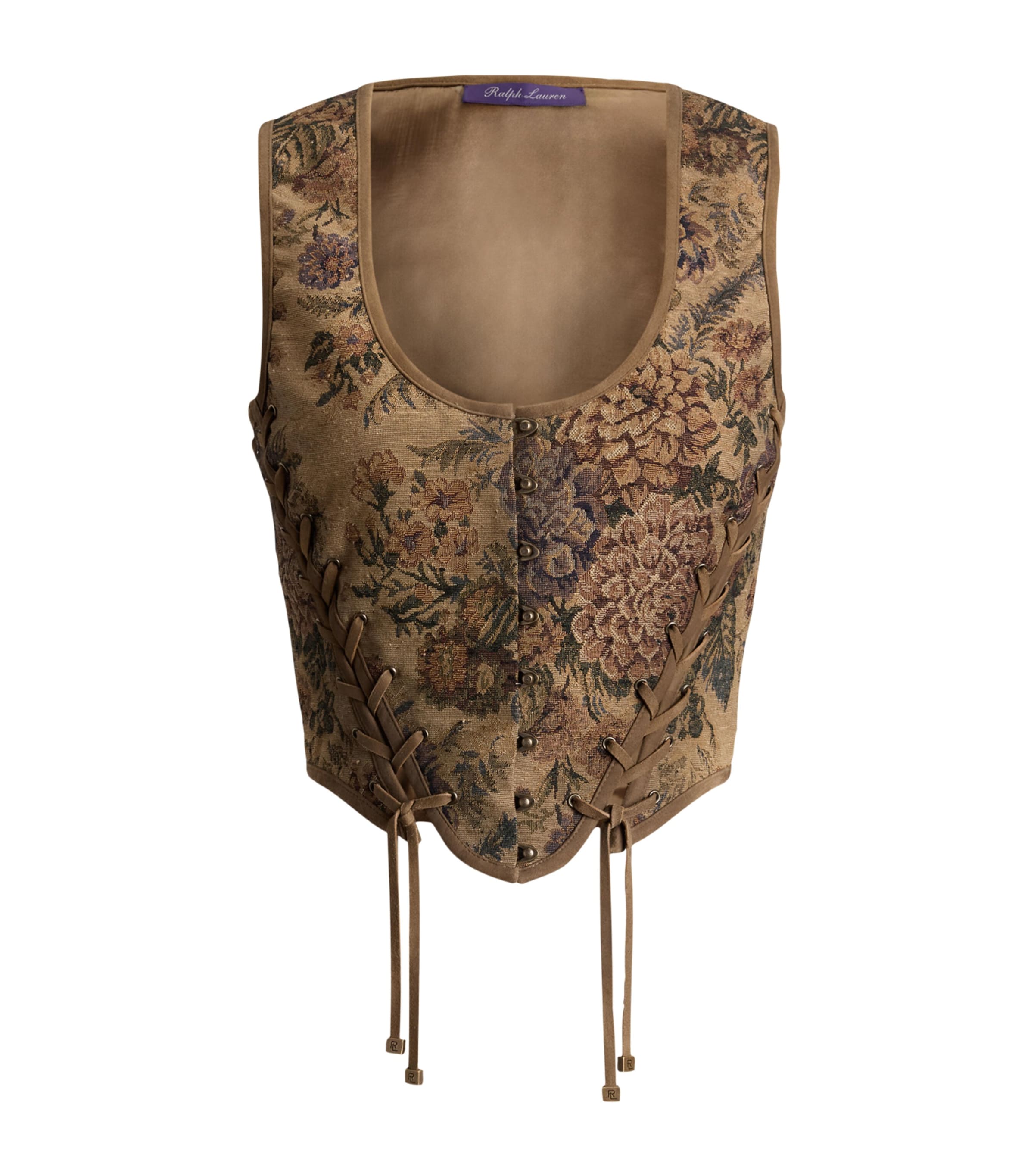Ralph Lauren Collection Womens Sleeveless Thurlow Corset Top Warm Taupe Multi