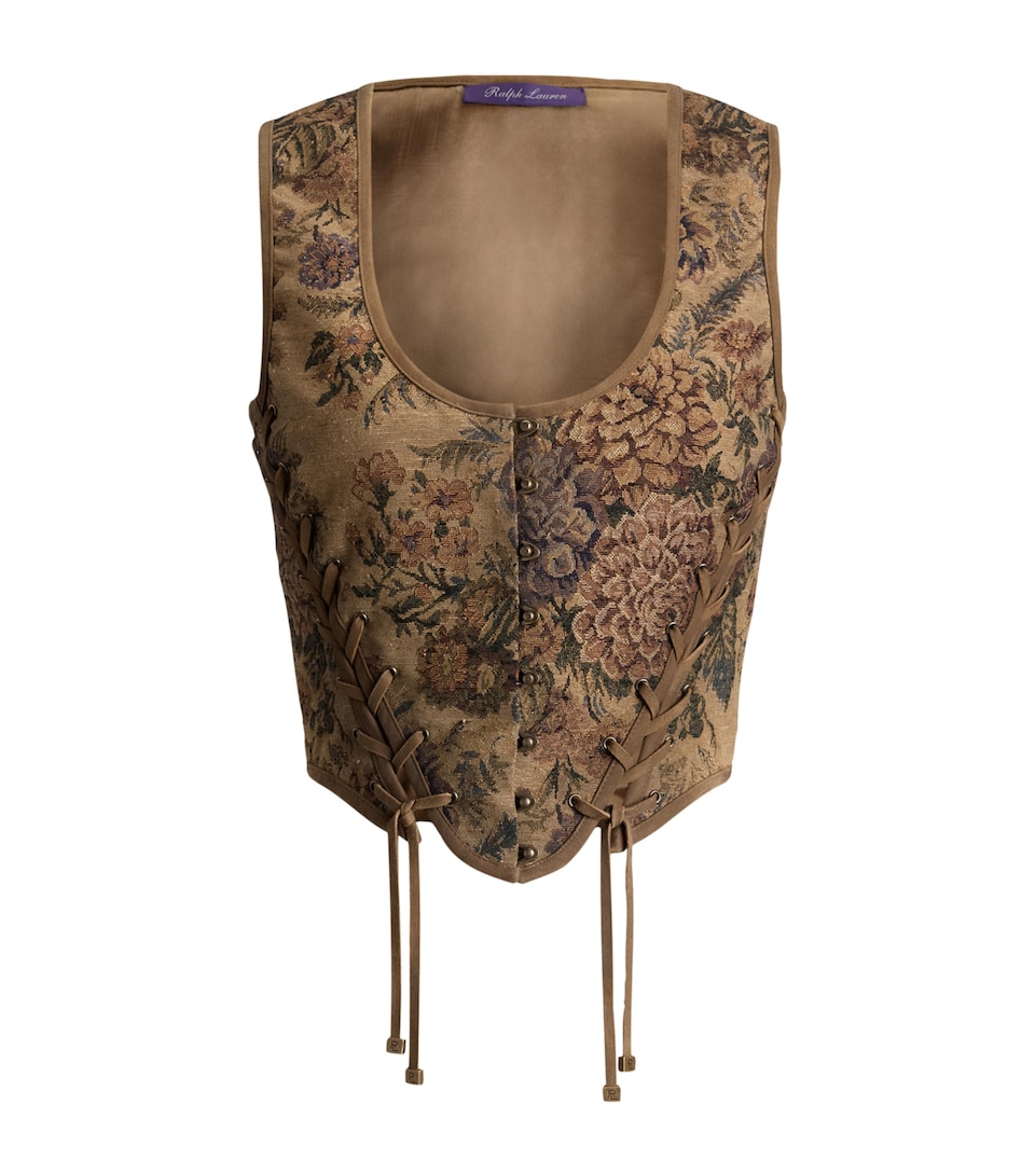 Ralph Lauren Collection Womens Sleeveless Thurlow Corset Top Warm Taupe Multi