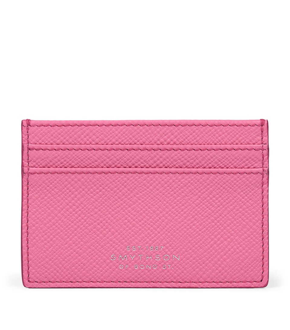 Smythson Leather Panama Card Holder Flamingo